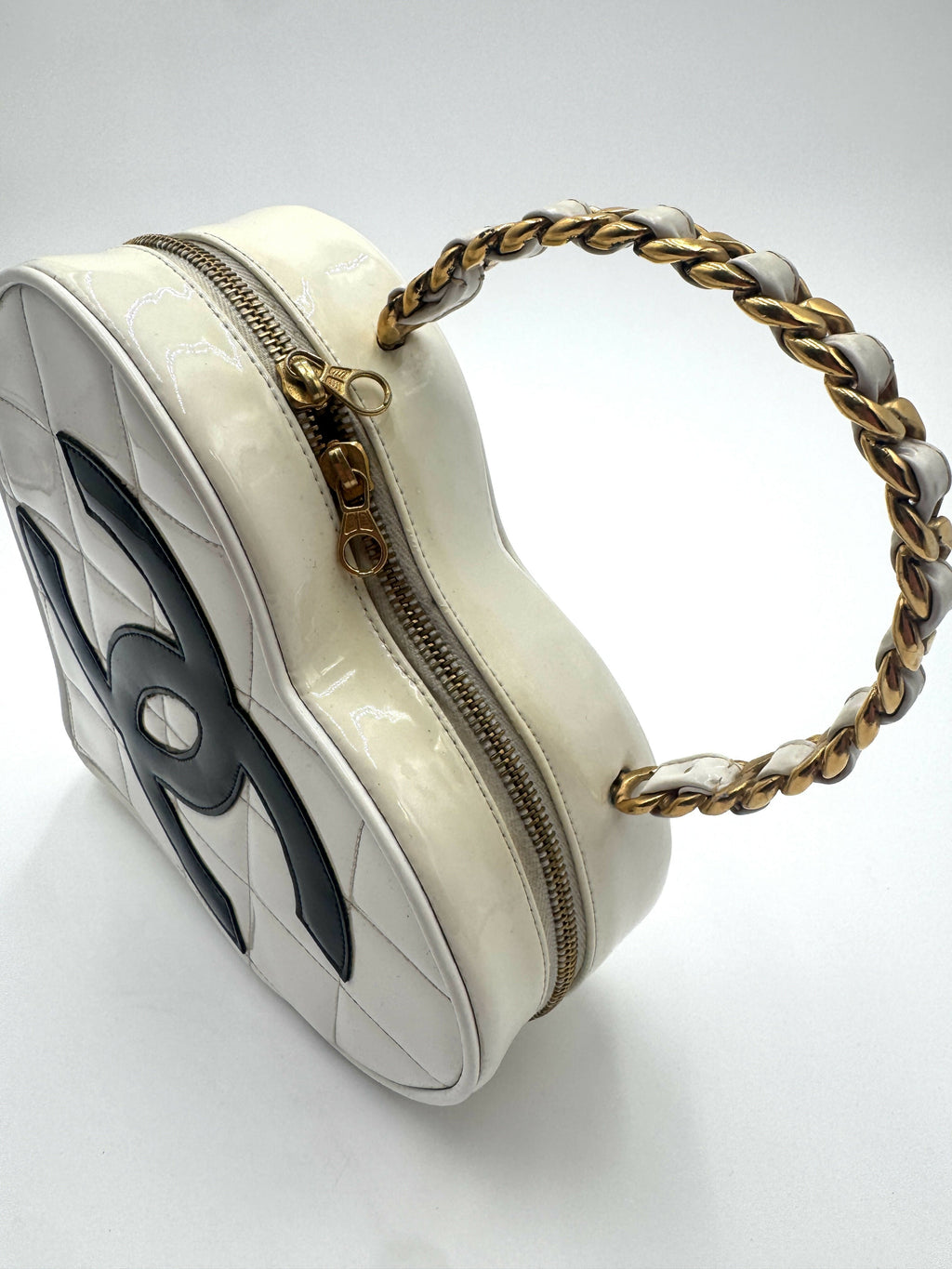 Chanel 1995 Vintage Barbie Heart White Vanity Bag