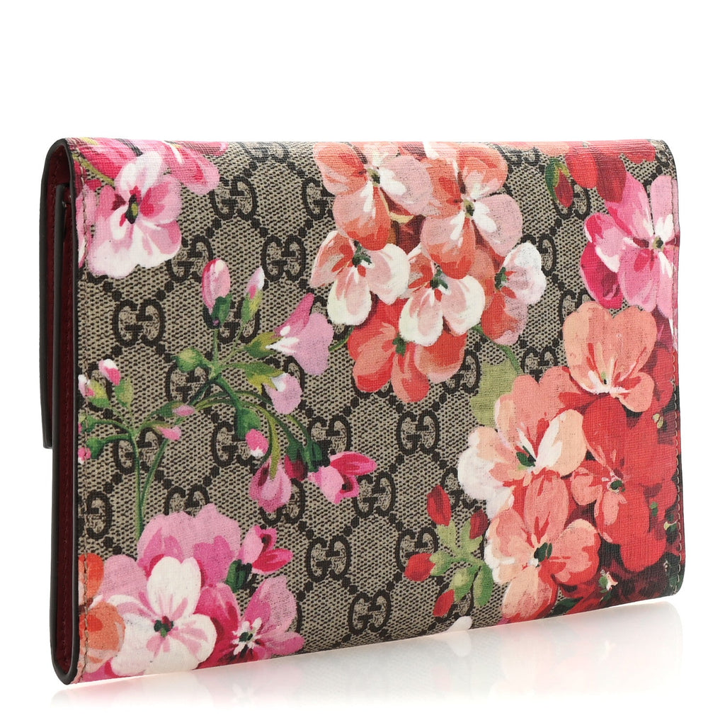GG Supreme Monogram Blooms Padlock Clutch Beige Multicolor Dry Rose