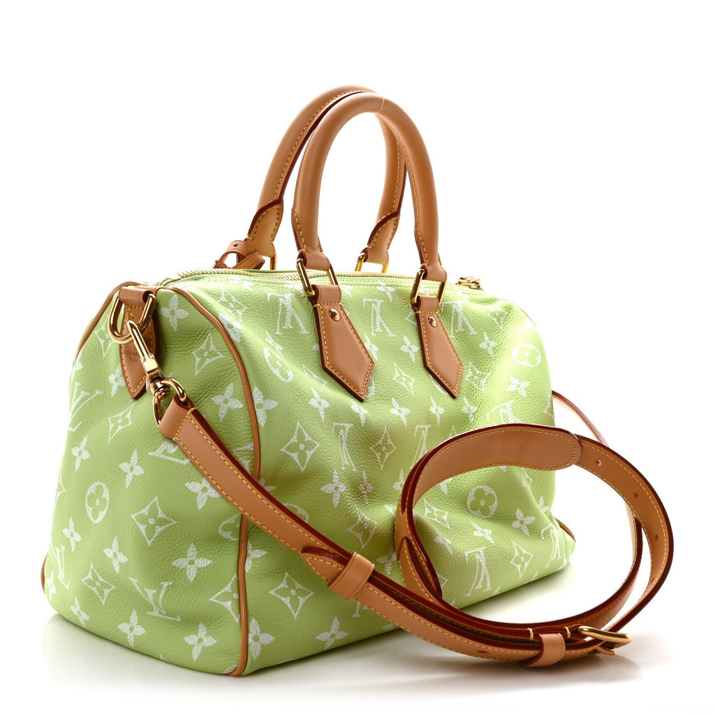 Calfskin Monogram Speedy P9 Bandouliere 30 Frozen Lime Vert Clair