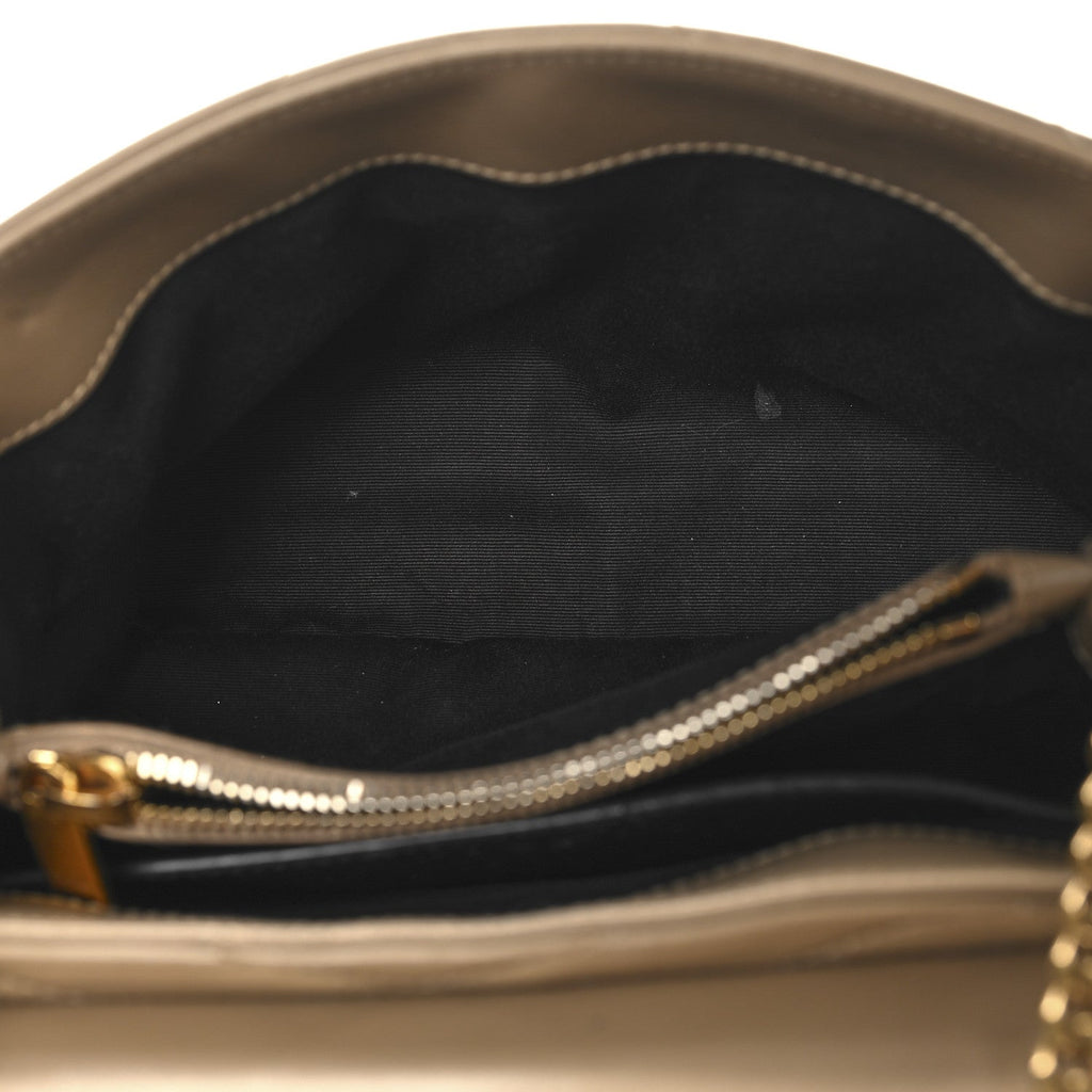 Calfskin Y Quilted Monogram Small Loulou Chain Satchel Dark Beige