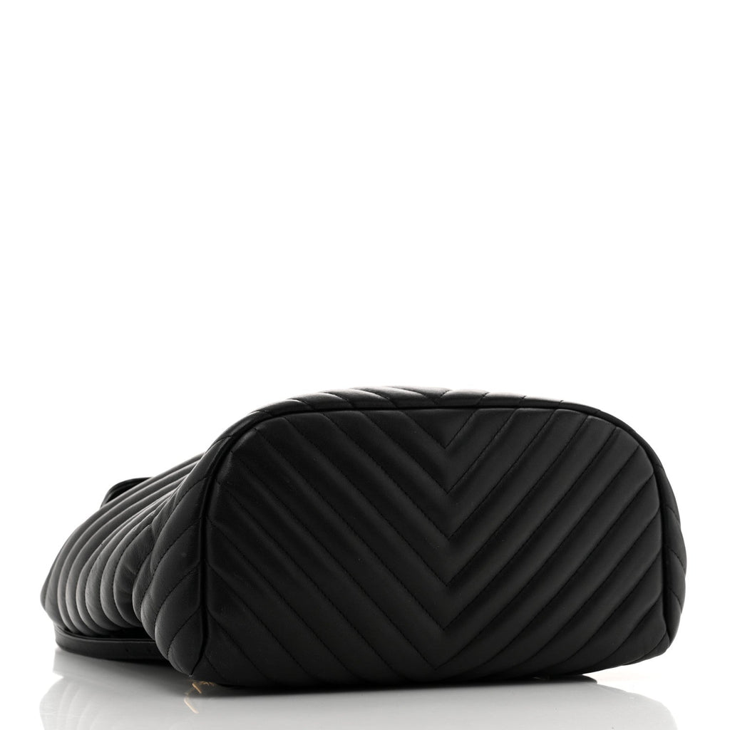 Calfskin Chevron Quilted Large Urban Spirit Backpack Black