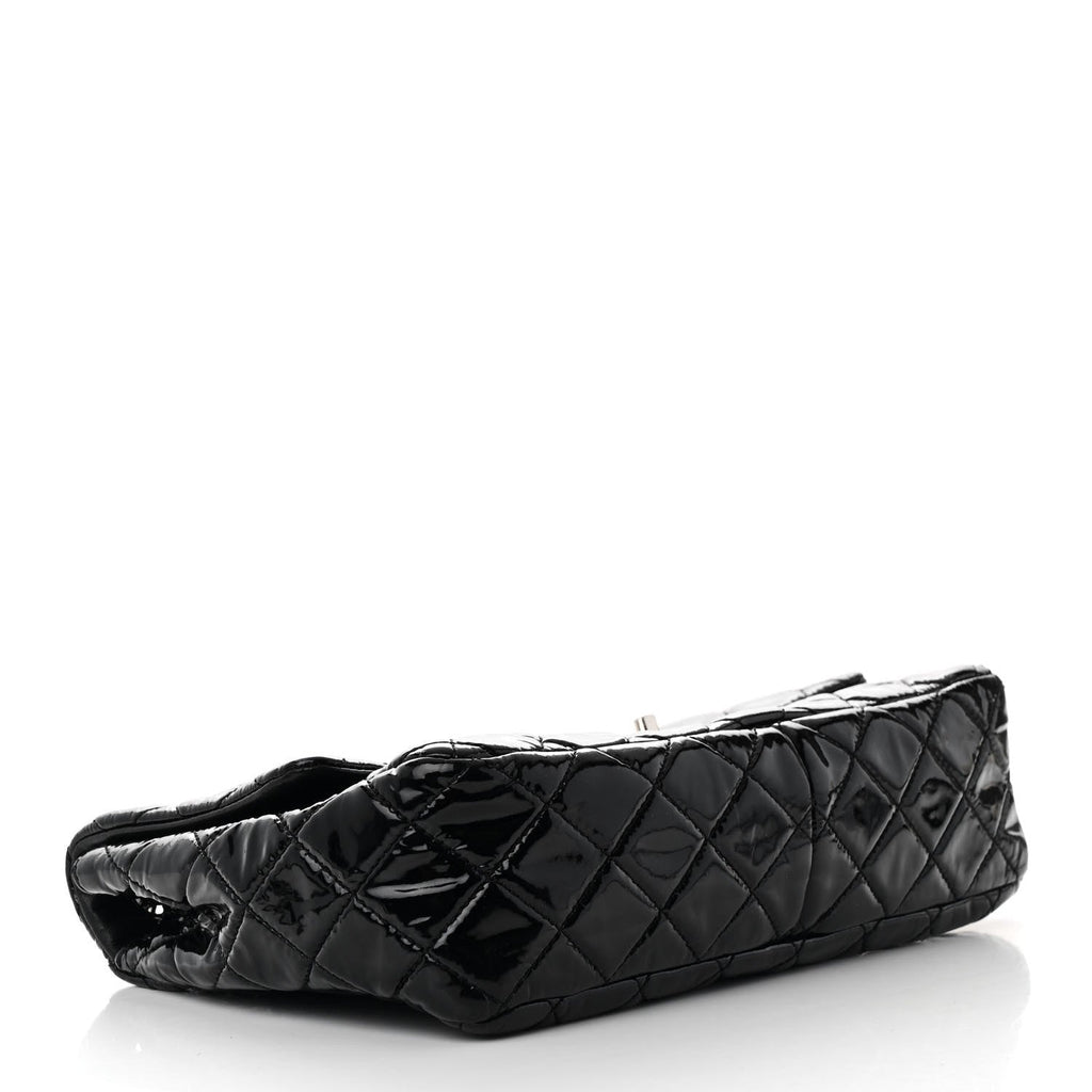 Patent Quilted Jumbo Single Flap Black