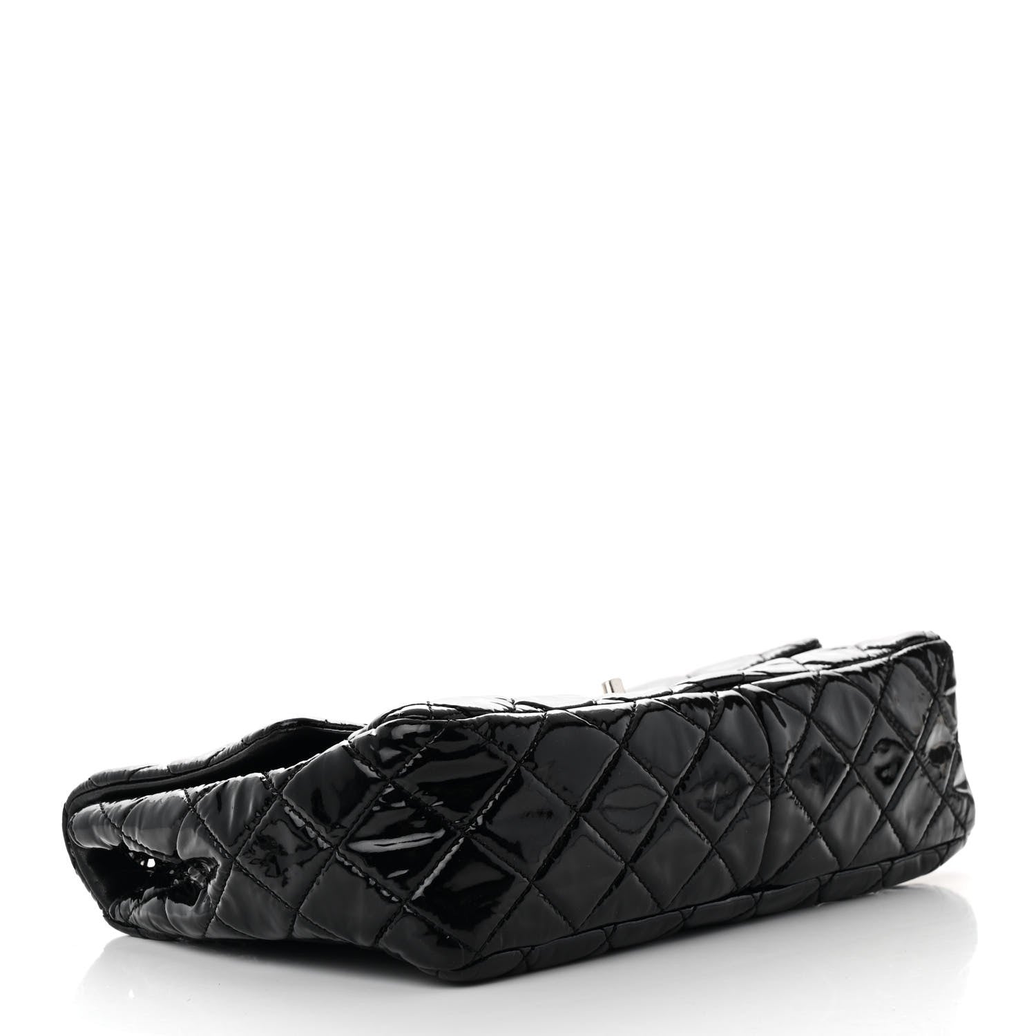 Patent Quilted Jumbo Single Flap Black
