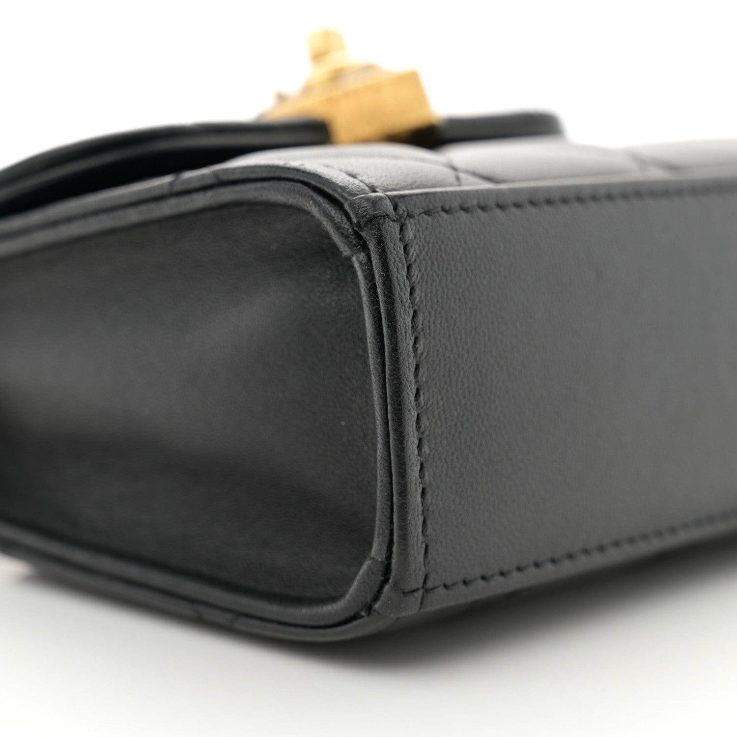 Lambskin Plexiglass Quilted Coco Love Clutch With Chain Black
