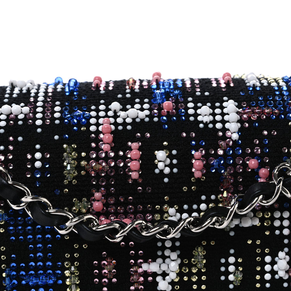 Crystal Tweed CC Medium Double Flap Black