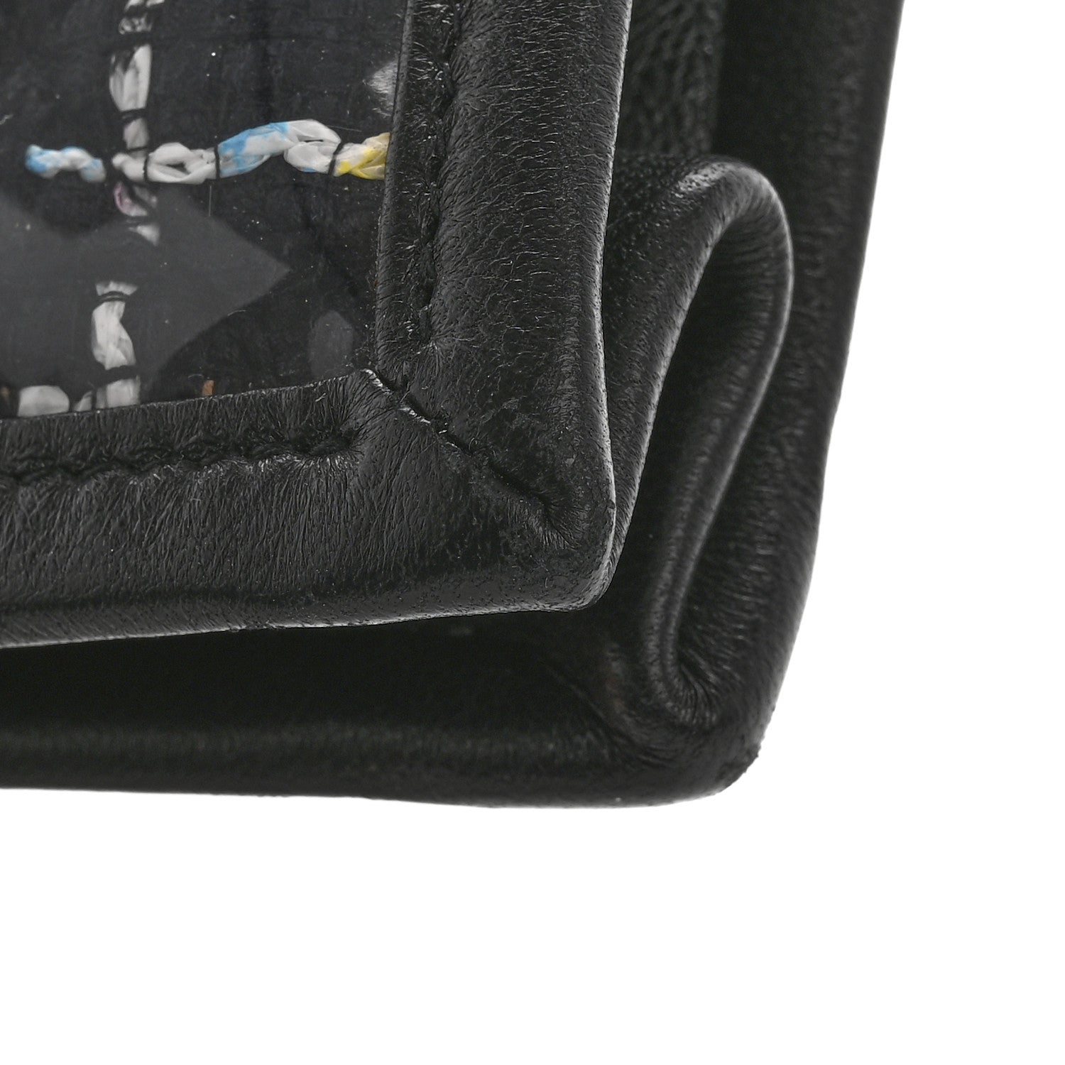 Tweed PVC Lambskin Wristlet Pouch Black