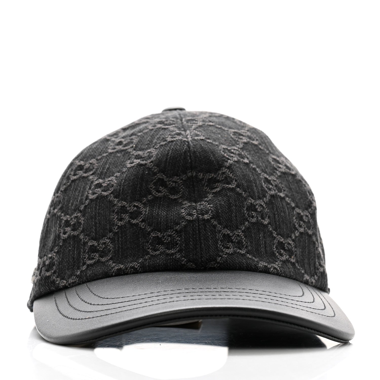 Denim Calfskin GG Monogram Baseball Hat S Black Grey
