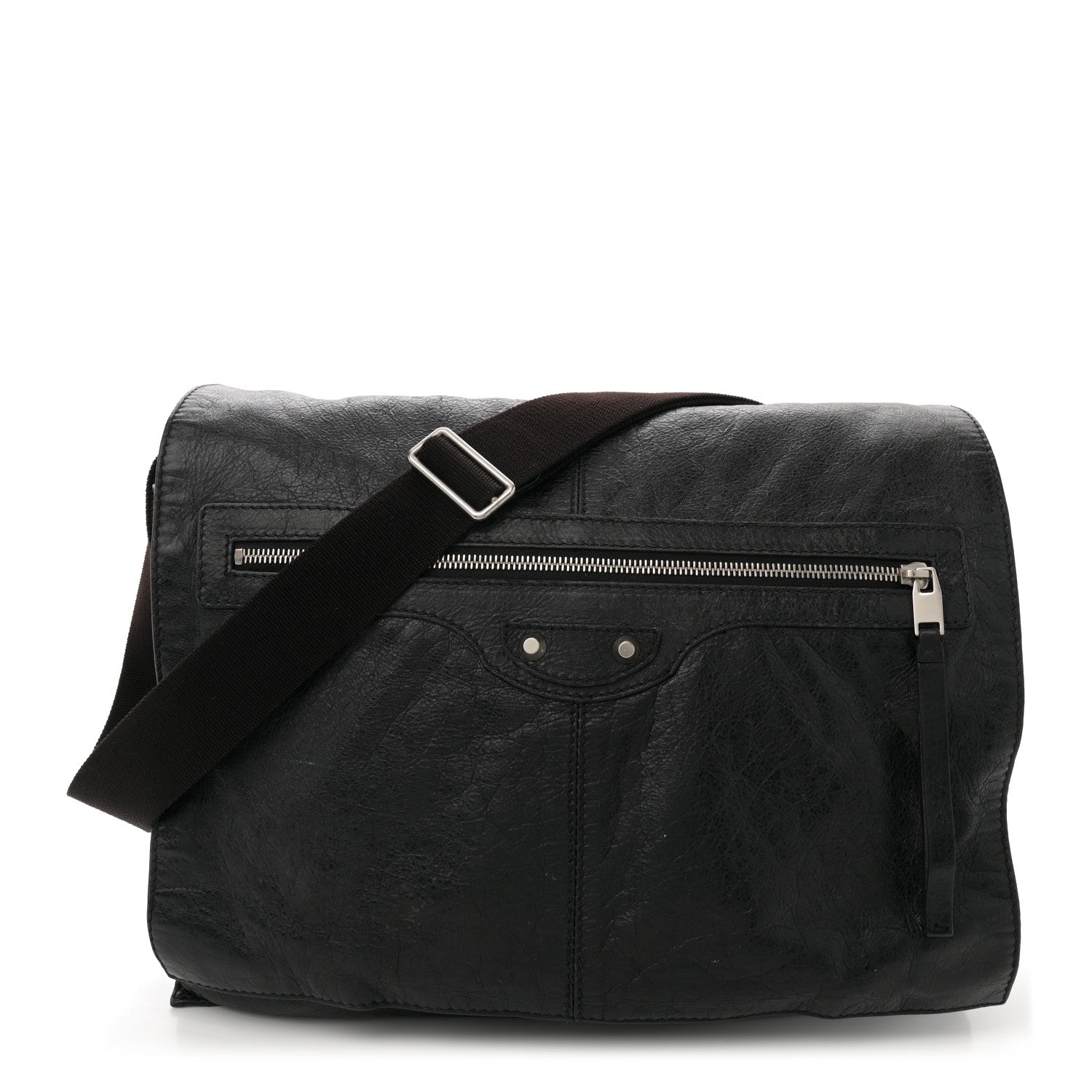 Agneau Arena Foldover Messenger Black