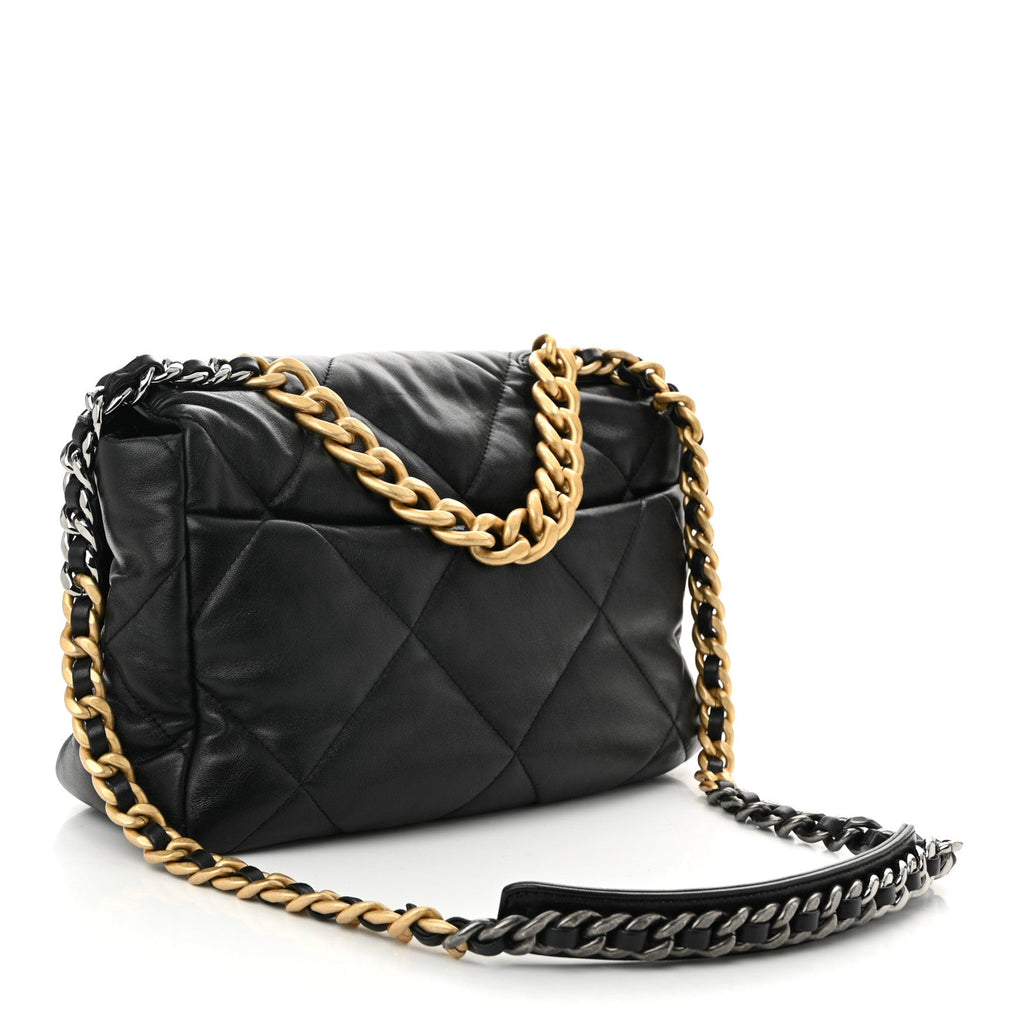 Lambskin Quilted Large Chanel 19 Flap Black