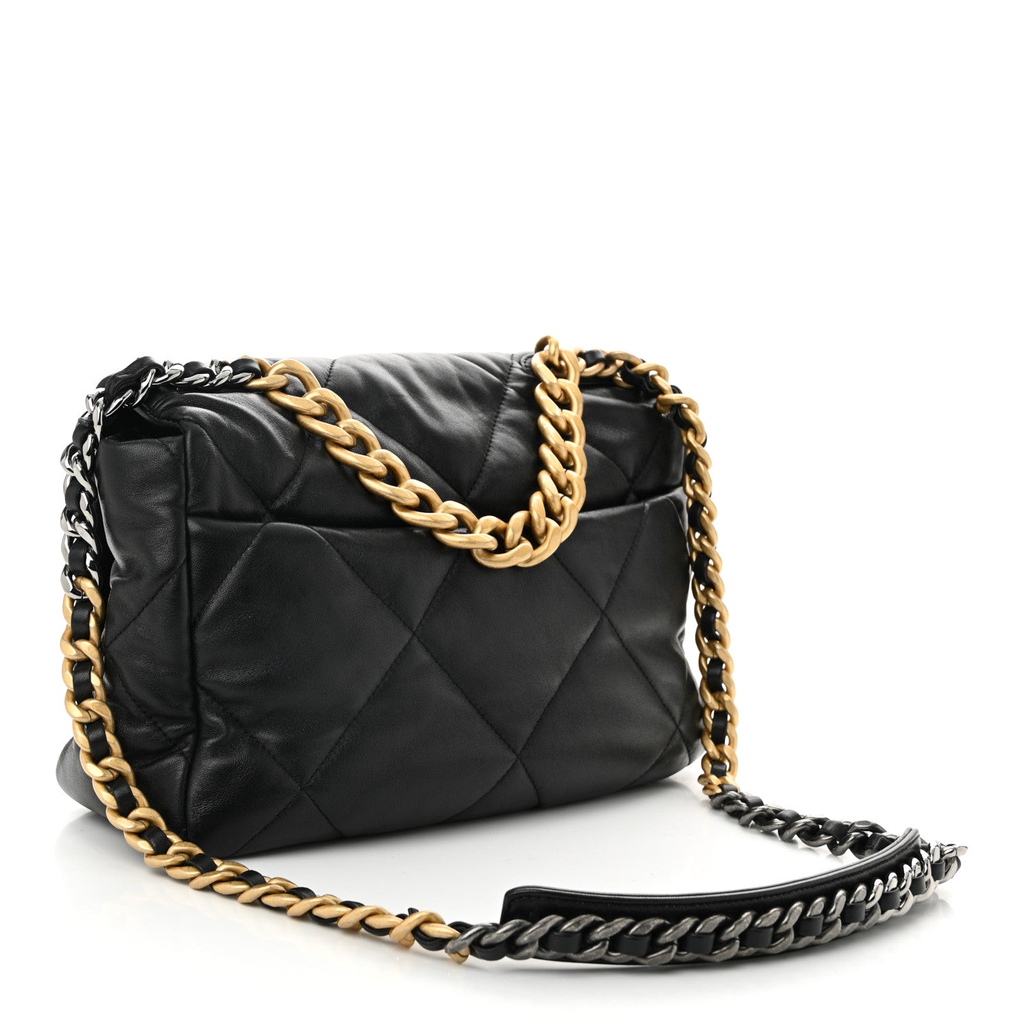 Lambskin Quilted Large Chanel 19 Flap Black