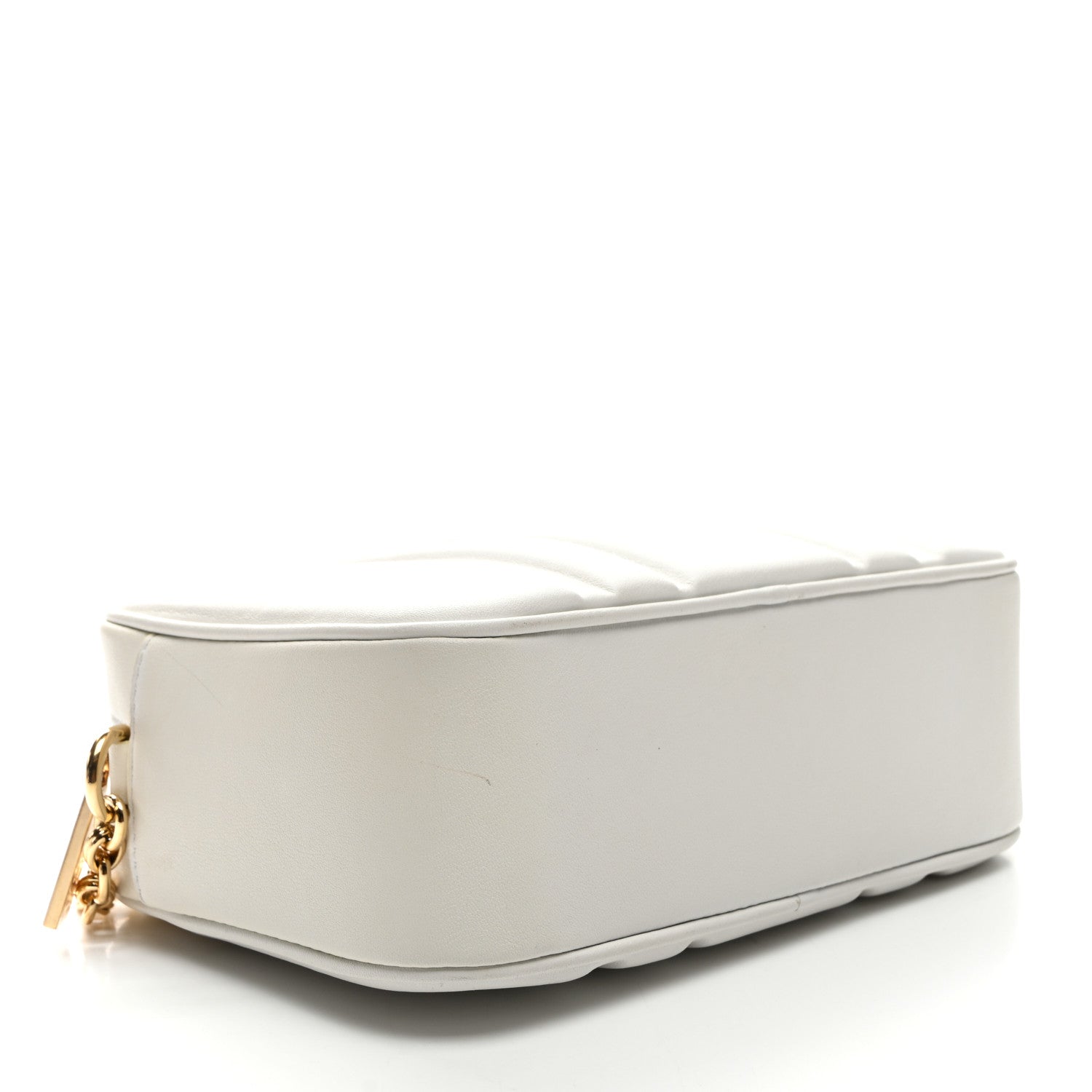 Calfskin Quilted Medium Gancini Camera Case Optic White