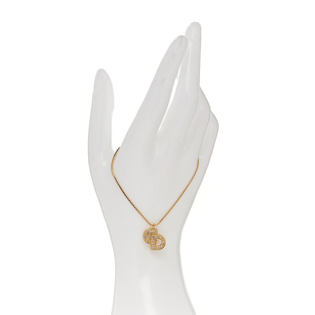Metal Crystal Chain Logo Bracelet Gold