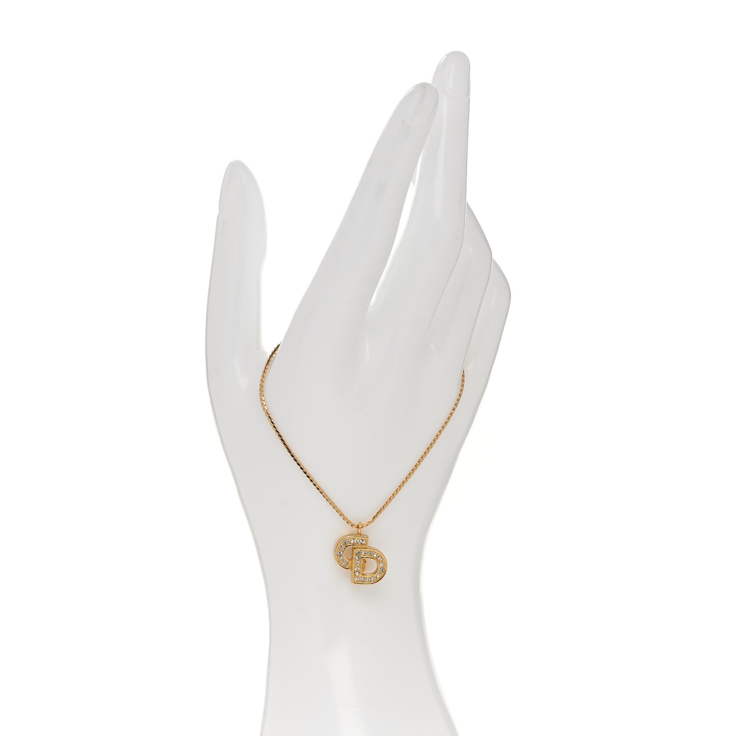 Metal Crystal Chain Logo Bracelet Gold