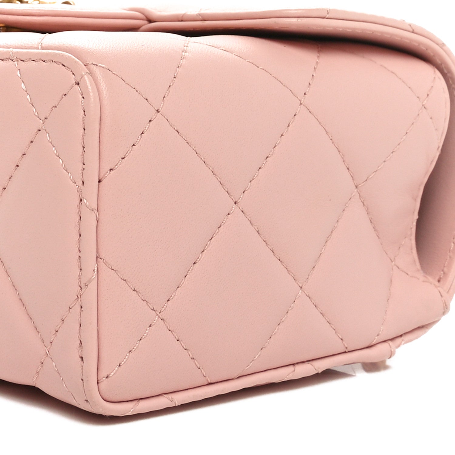 Lambskin Handle Crush Top Handle Flap Bag Pink