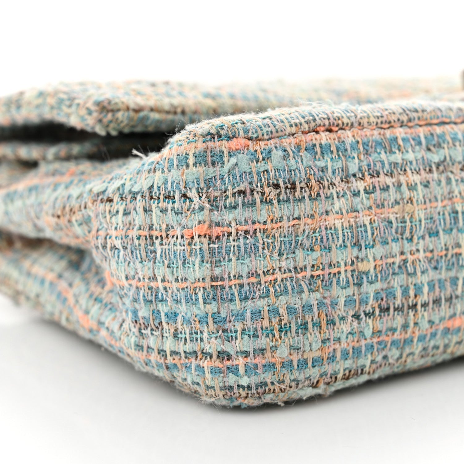Tweed Quilted Medium Double Flap Blue Multicolor