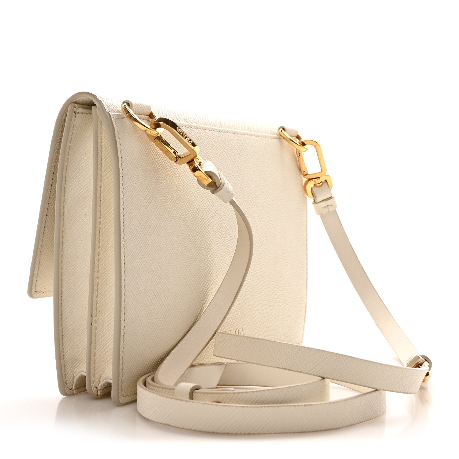 Saffiano Heart Lock Crossbody Bag White