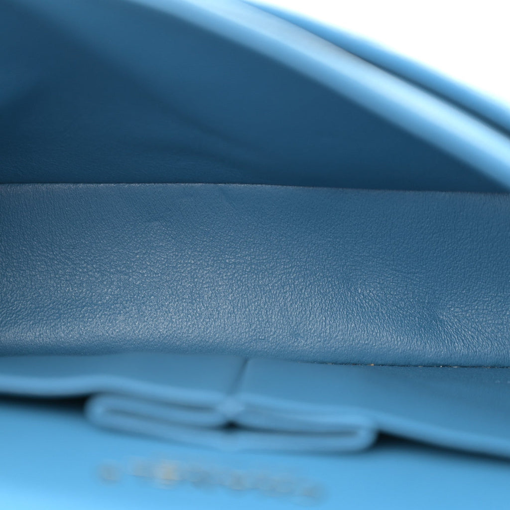 Caviar Quilted Small Double Flap Blue