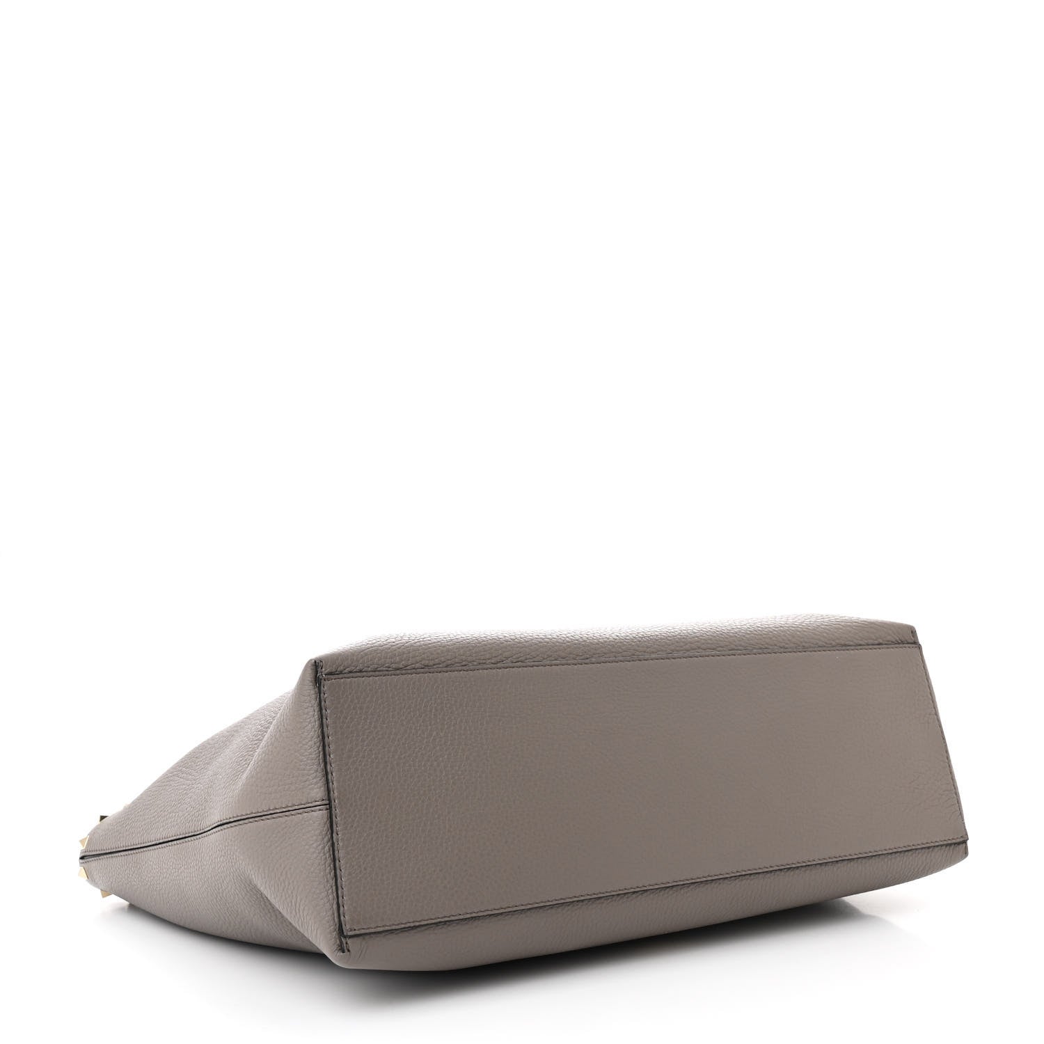 Grained Calfskin Small Rockstud Shoulder Tote Dove Gray