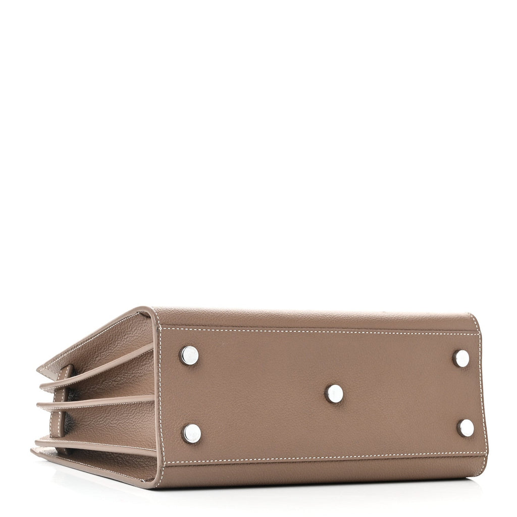 Grained Calfskin Topstich Baby Sac De Jour Taupe