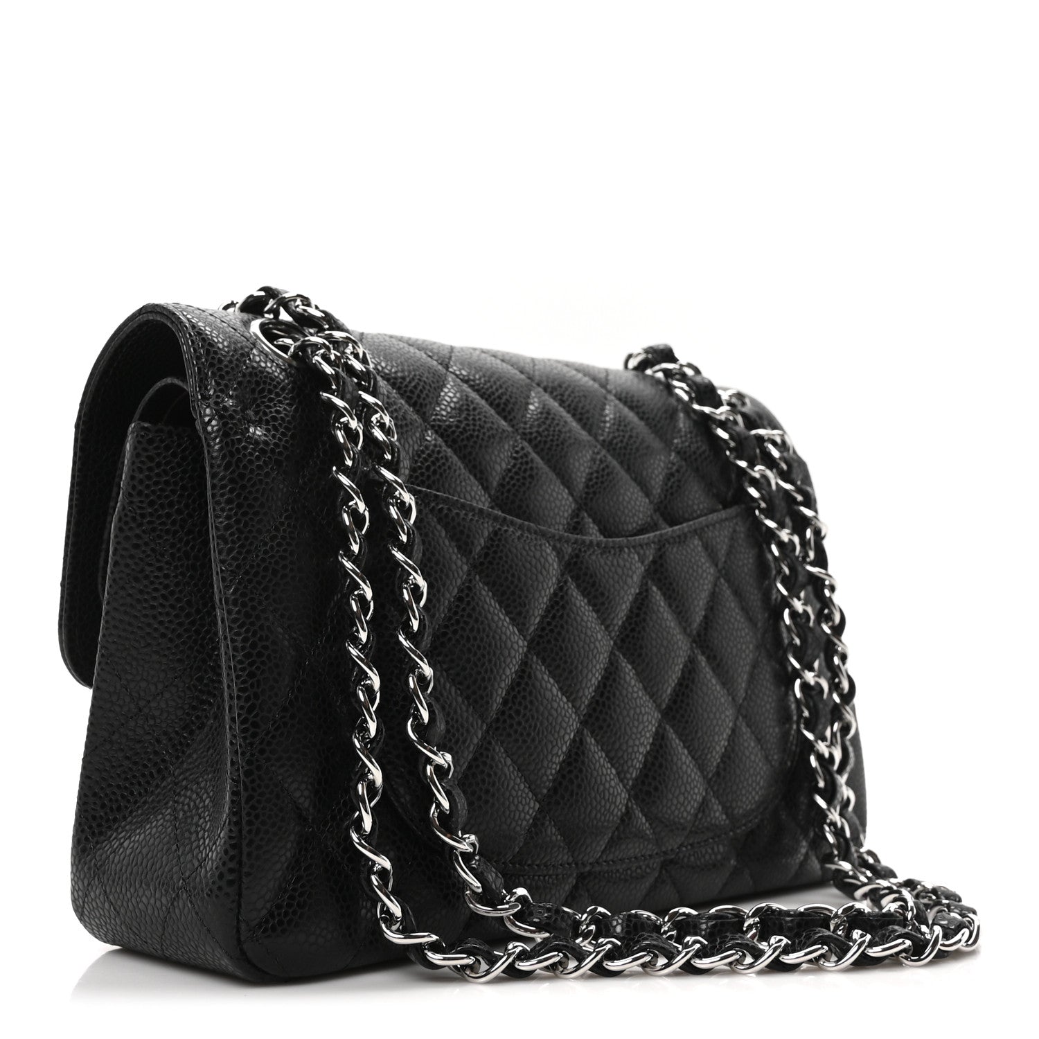 Caviar Quilted Small Double Flap Black