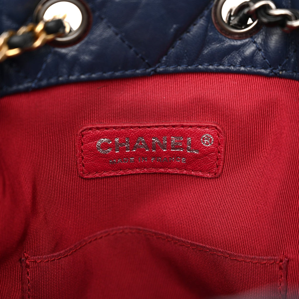 Aged Calfskin Quilted Gabrielle Backpack Navy Black