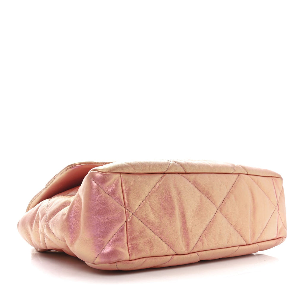 Iridescent Lambskin Quilted Chanel 19 Flap Pink