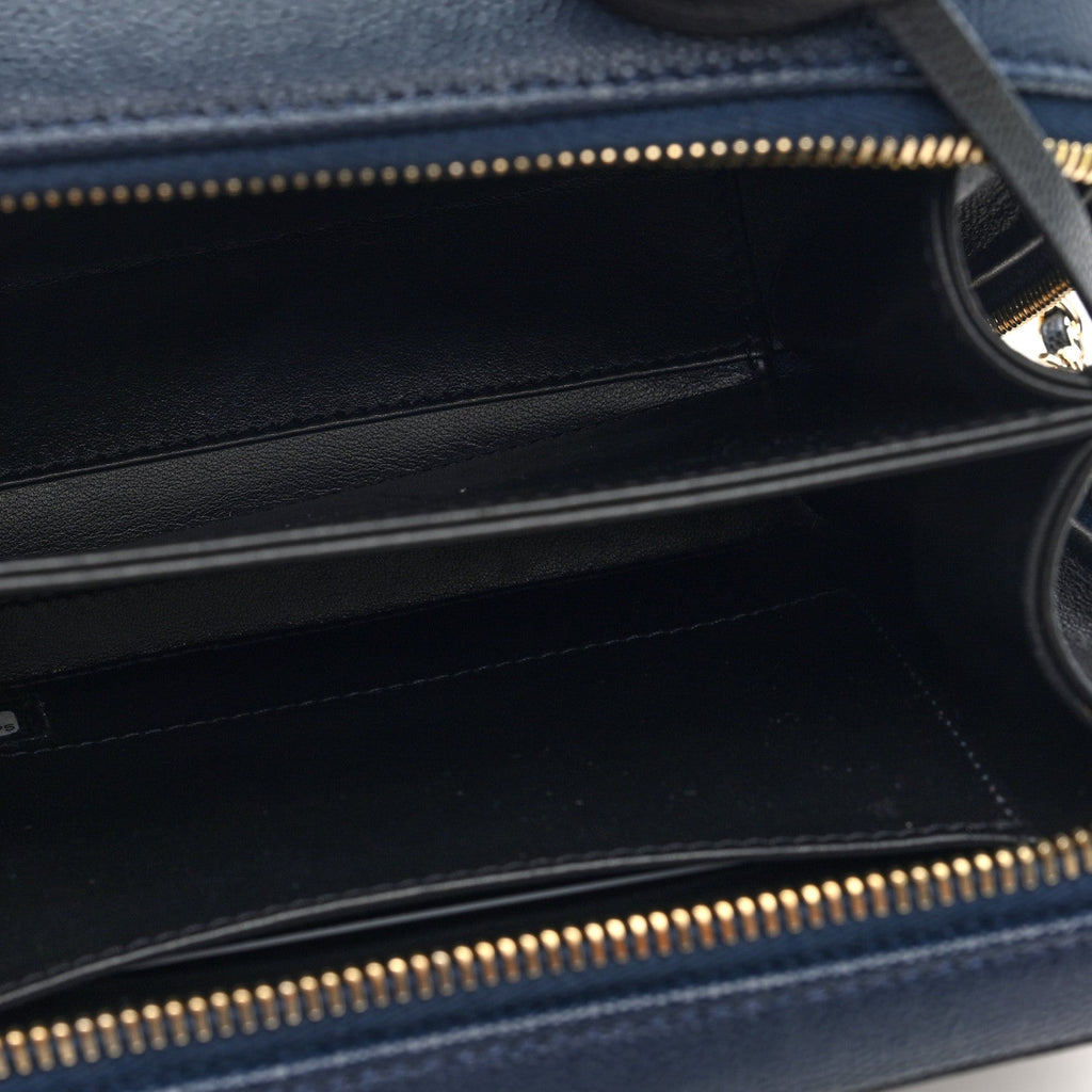 Caviar Quilted Small CC Filigree Vanity Case Navy Black