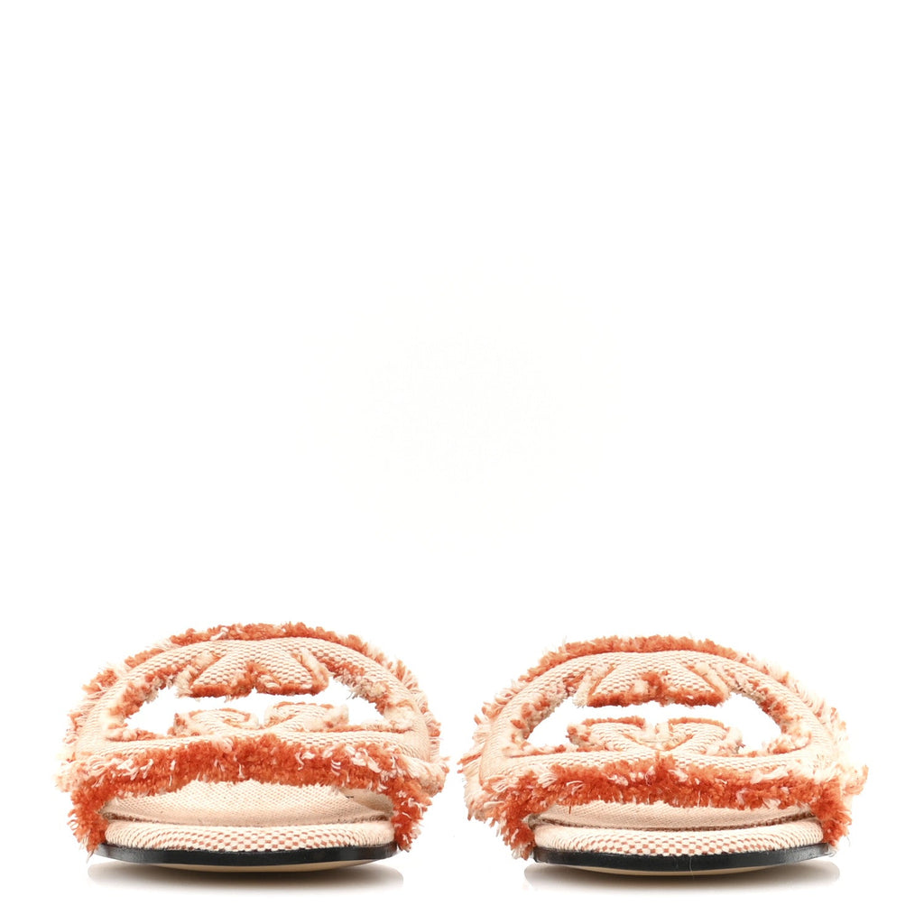 Canvas Interlocking G Bicolor Mountain Slide Sandals 35.5 Orange Natural