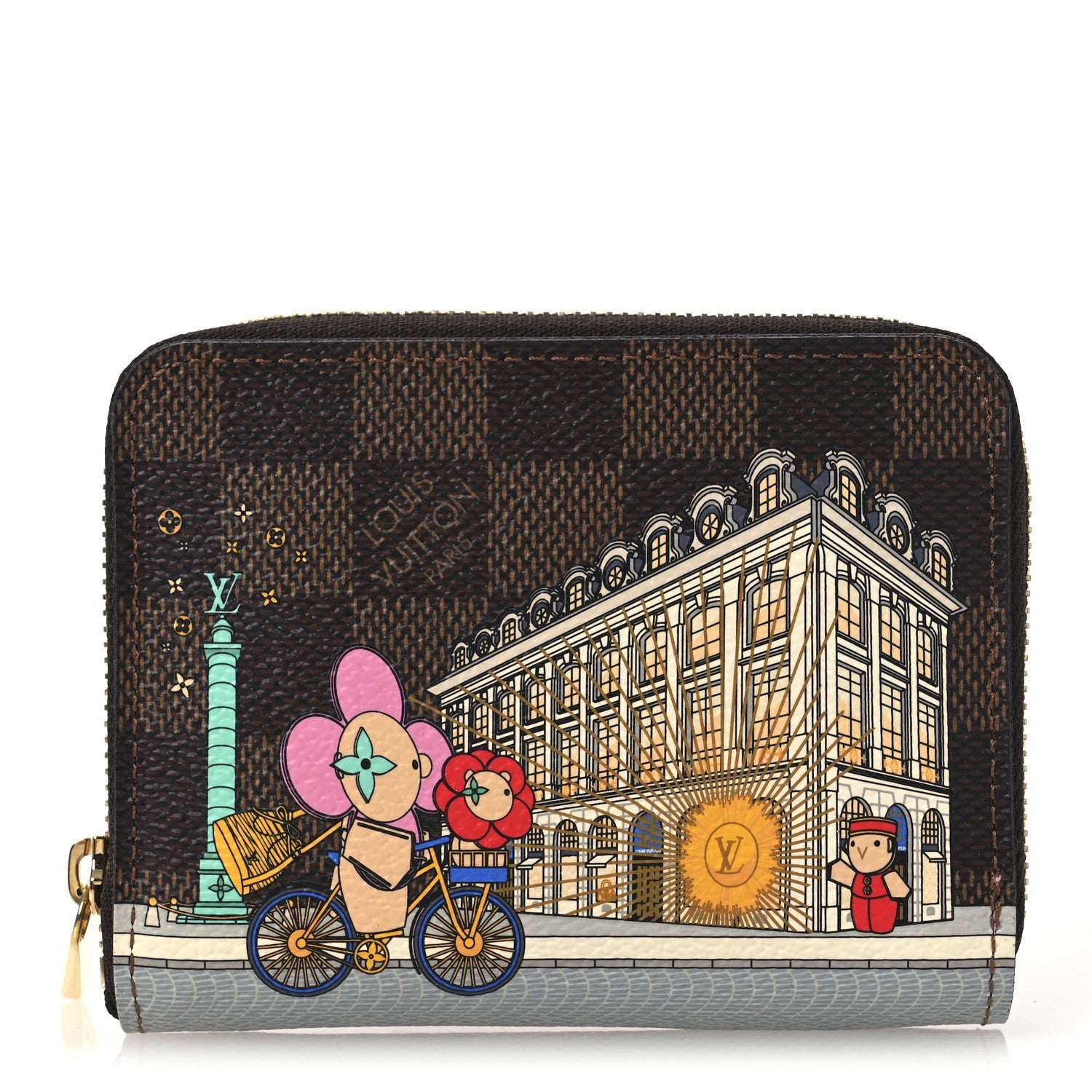 Damier Ebene 2022 Christmas Animation Paris Zippy Coin Purse Pink
