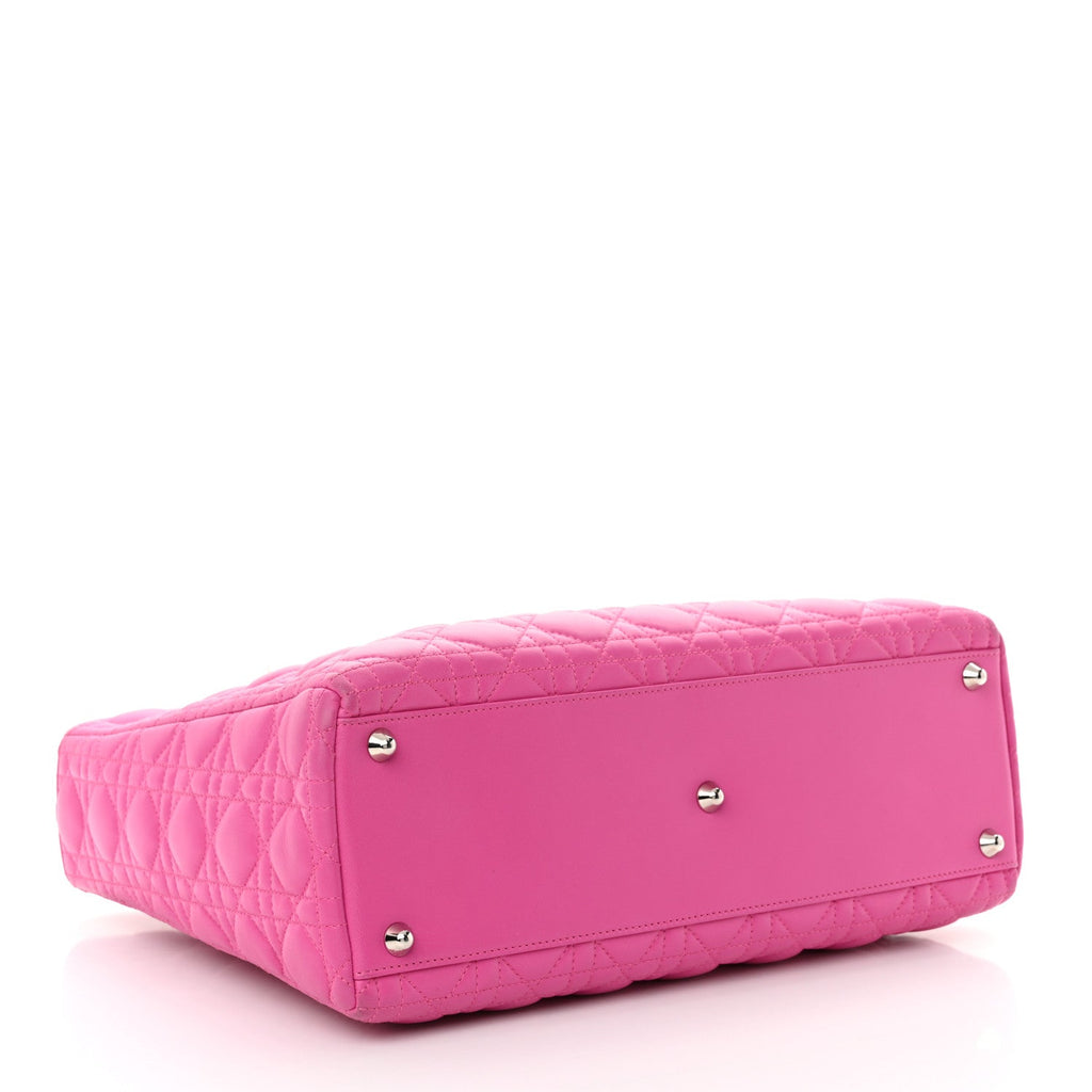 Lambskin Cannage Large Lady Dior Fuchsia