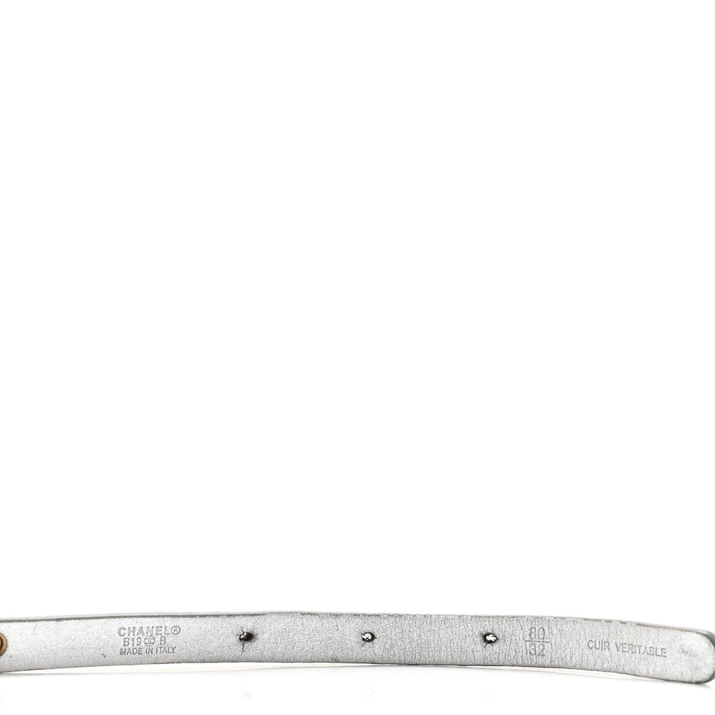 Metallic Calfskin Metal CC Chain Belt 80 32 Silver