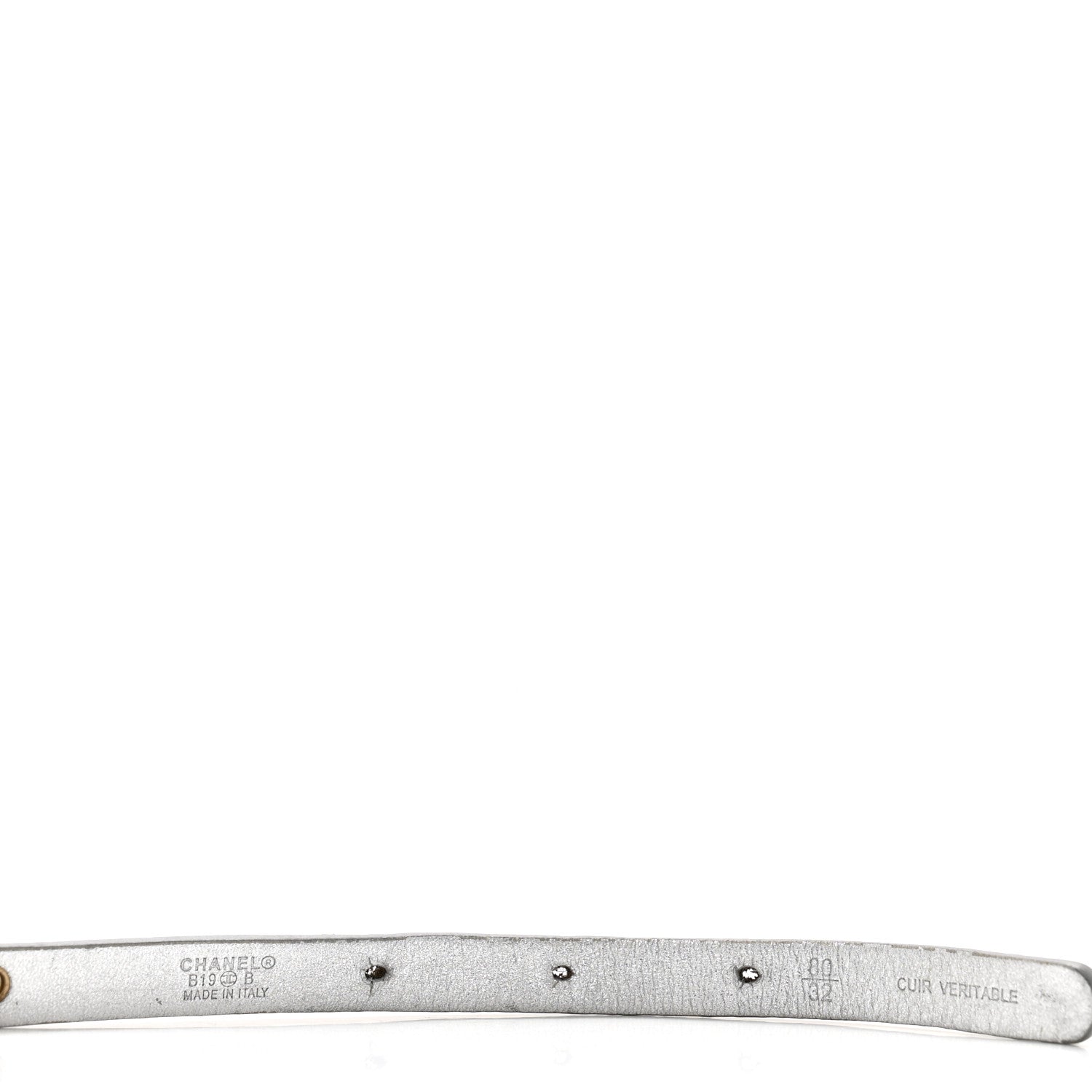 Metallic Calfskin Metal CC Chain Belt 80 32 Silver