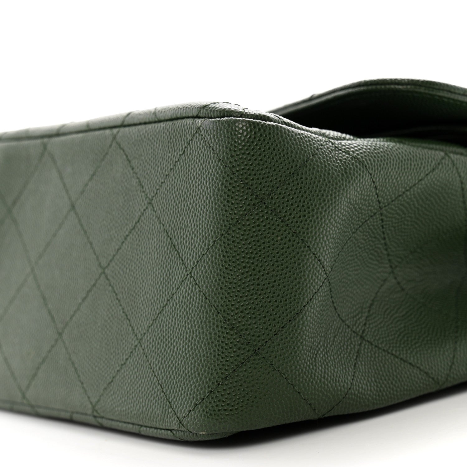 Caviar Quilted Jumbo Double Flap Green