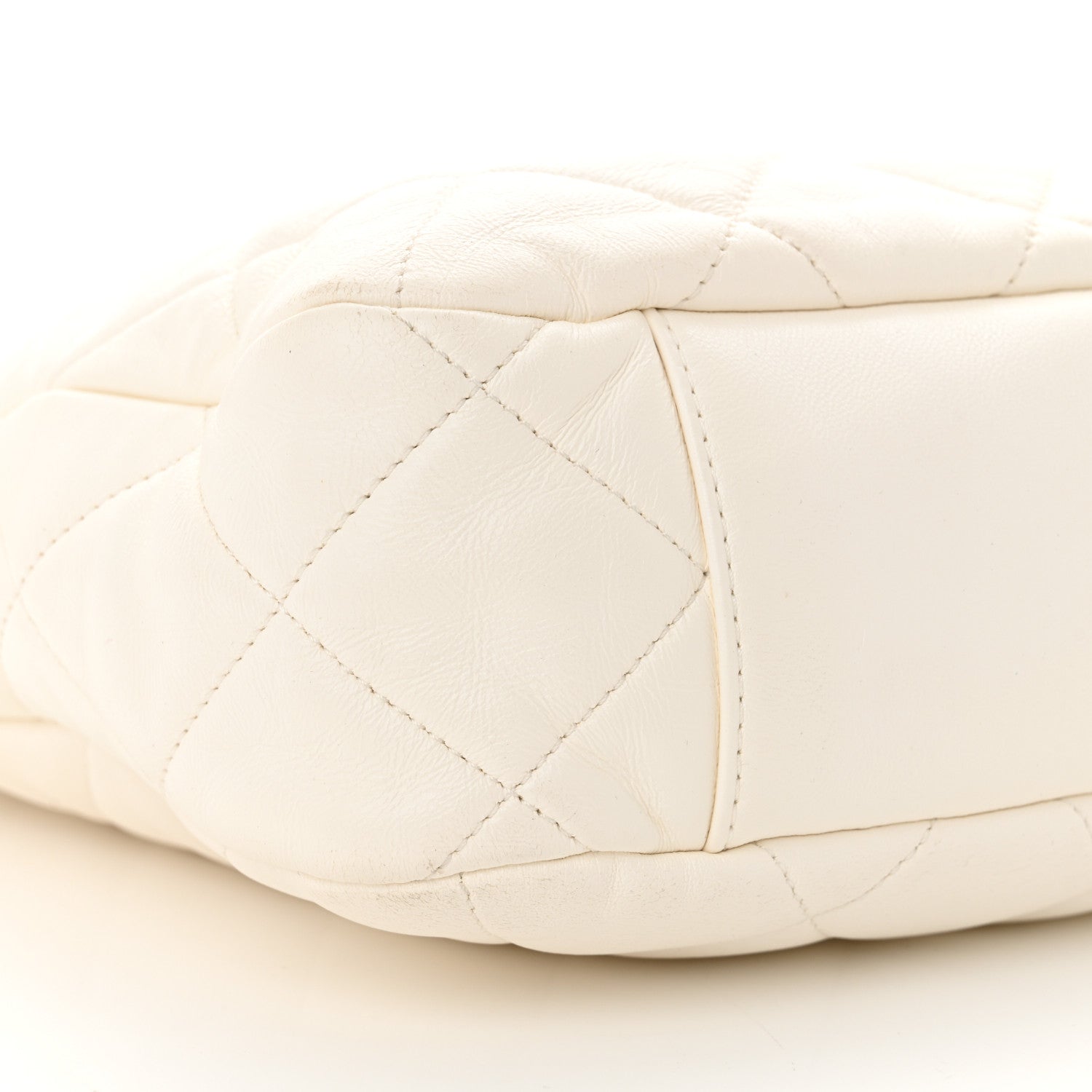 Lambskin Quilted Large CC Funky Town Hobo White