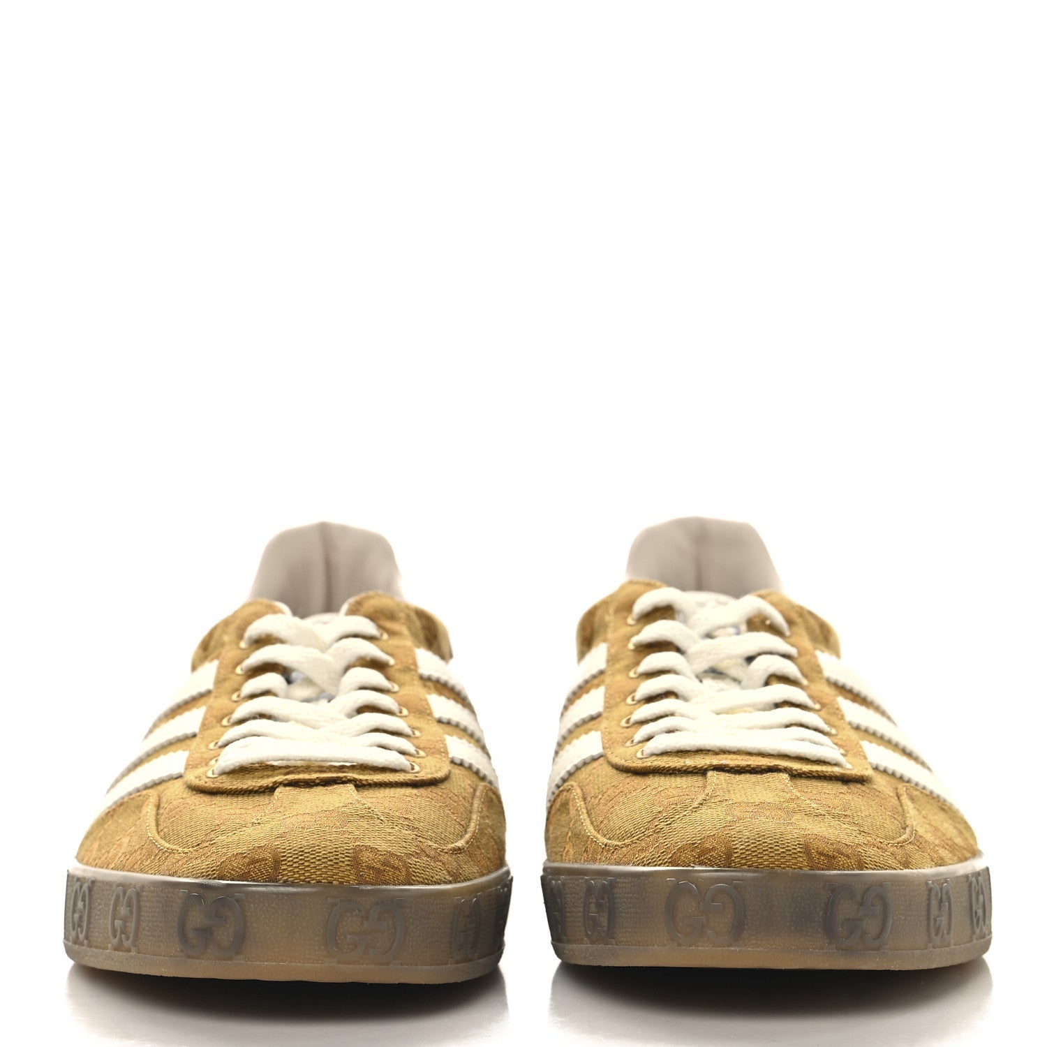 X ADIDAS Vintage GG Monogram Mens Gazelle Sneakers 11 Mid Natural Nut Off White