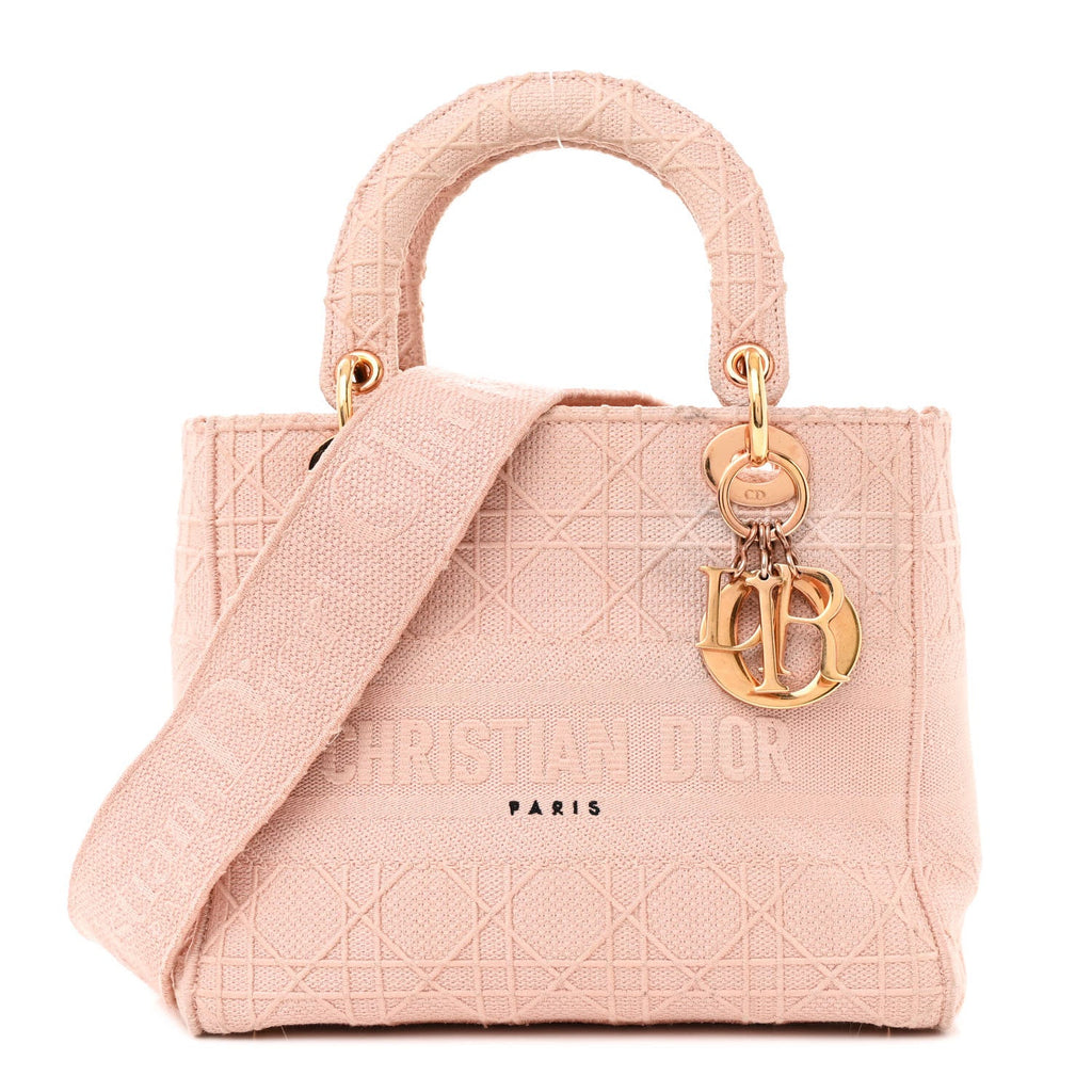 Canvas Embroidered Cannage Medium Lady D-Lite Pink