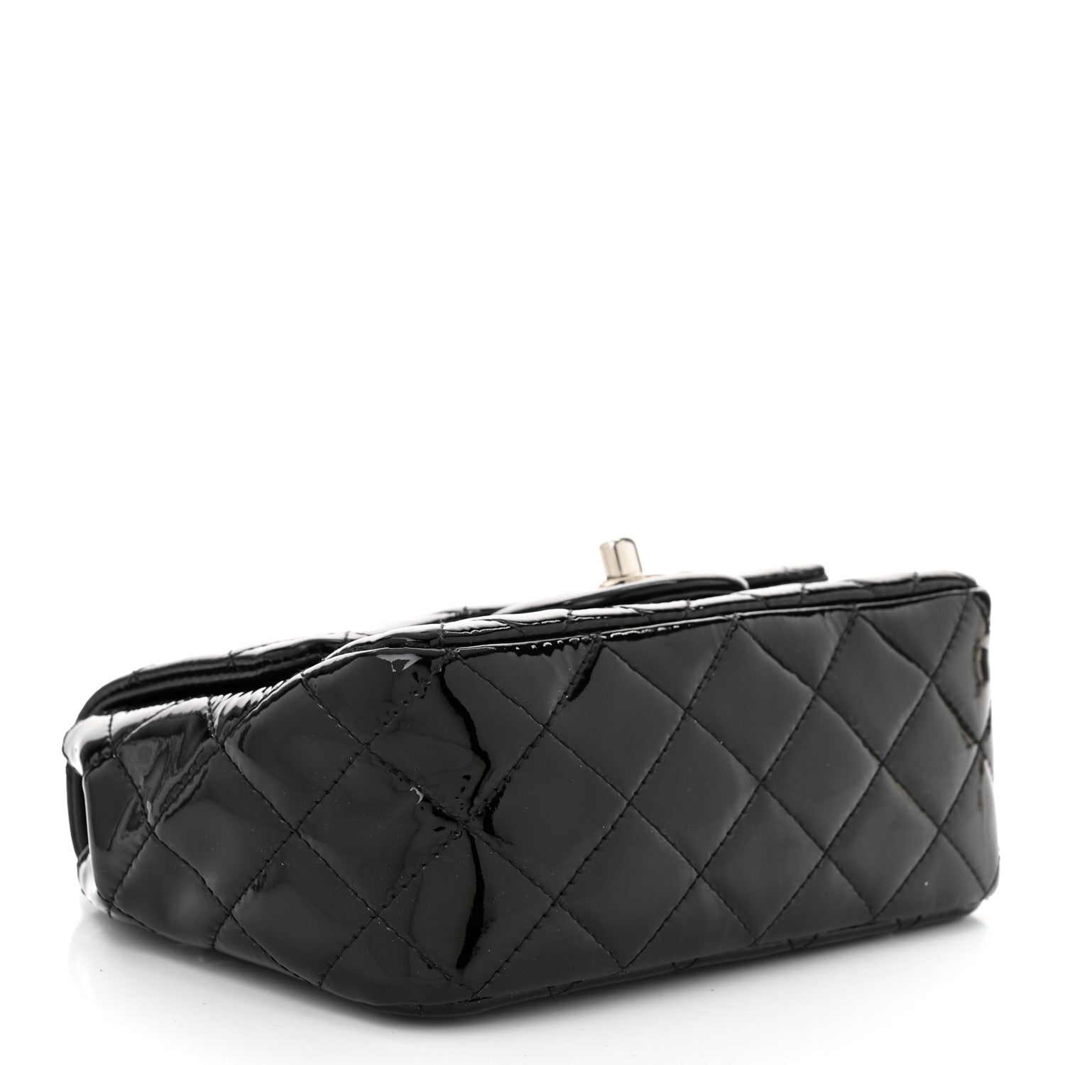 Patent Calfskin Quilted Mini Square Flap Black