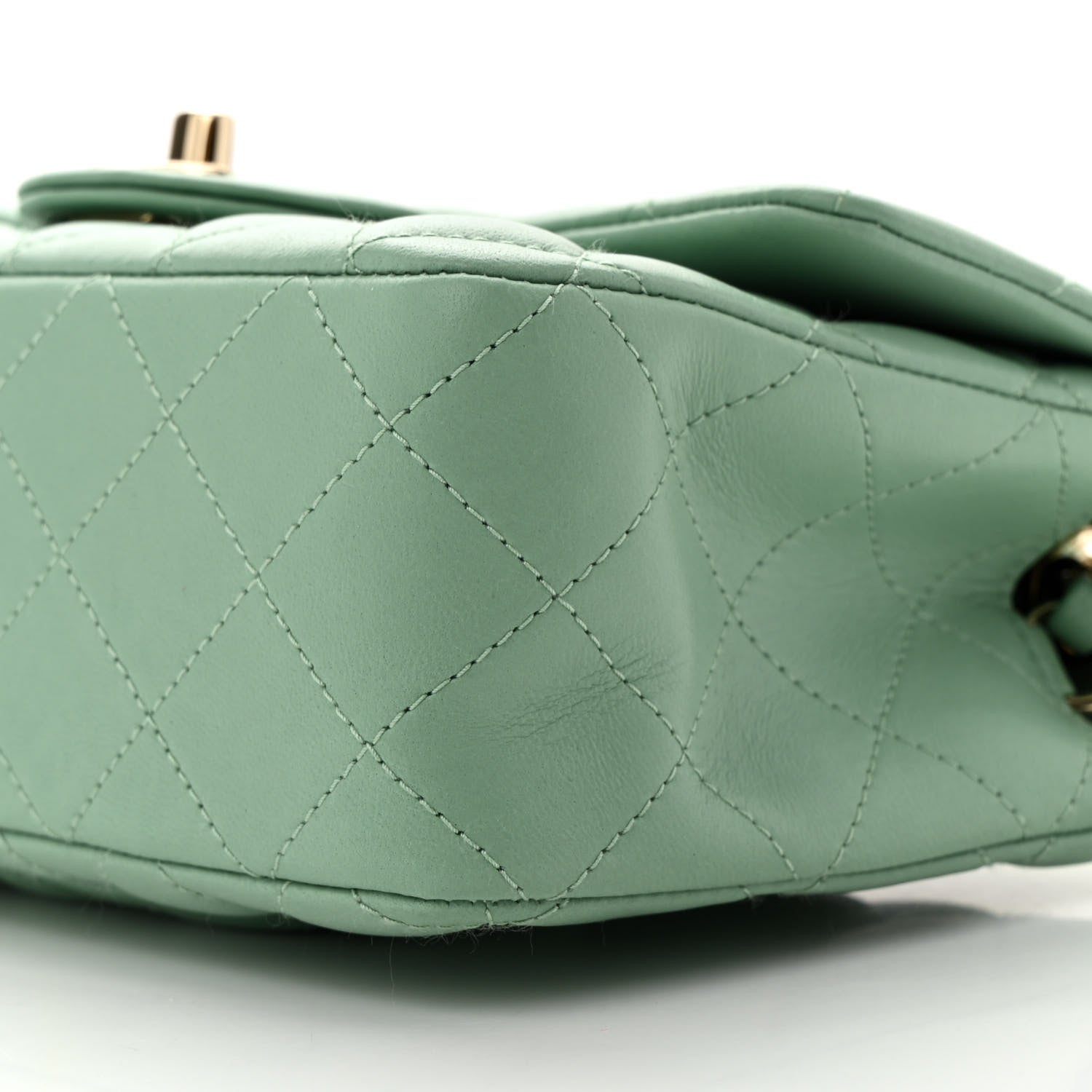 Lambskin Quilted Mini Rectangular Flap Light Green