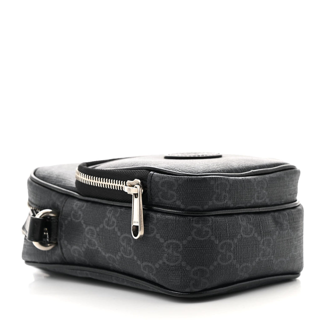 GG Supreme Monogram Azalea Calfskin Mini Retro Interlocking G Bag Black