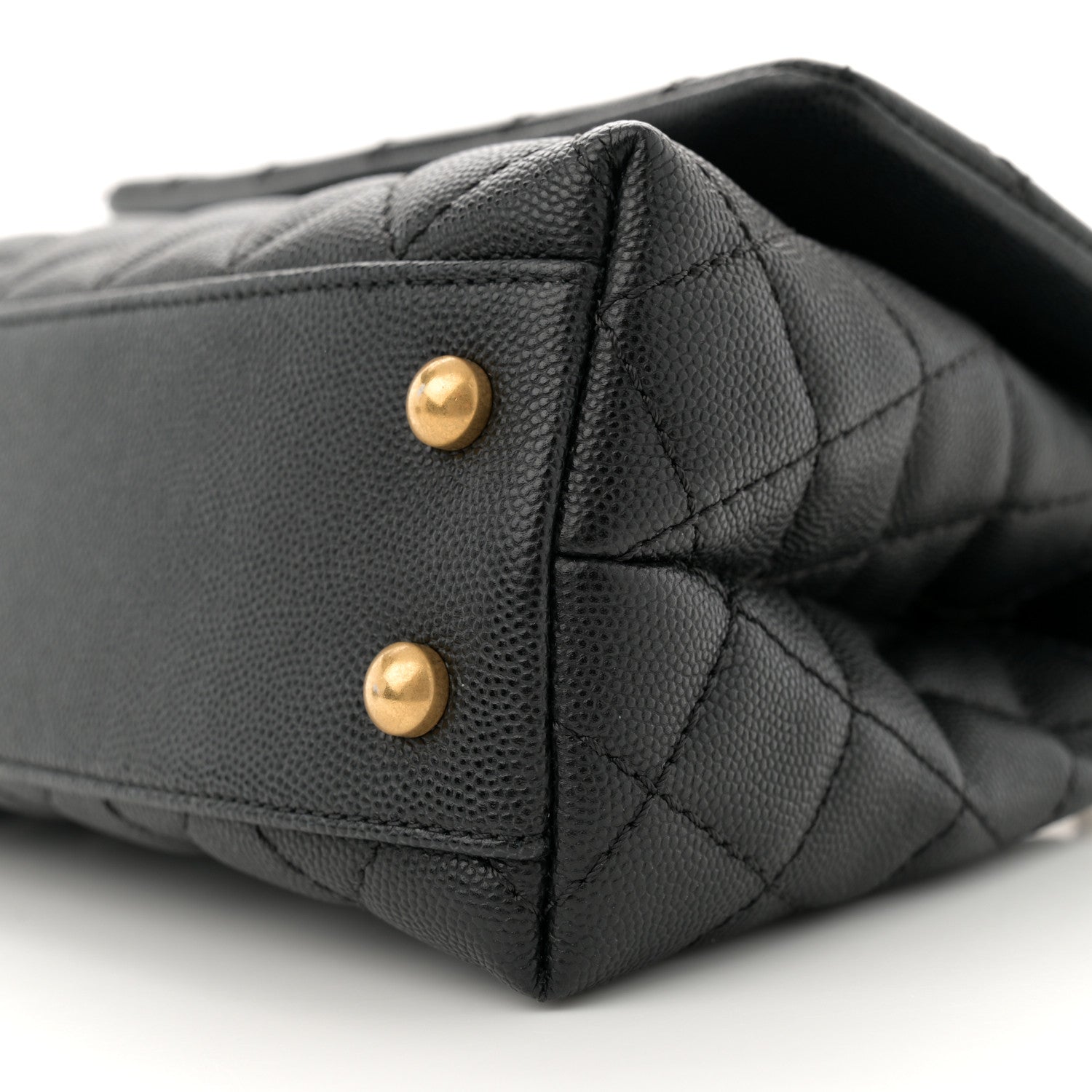 Caviar Quilted Mini Coco Handle Flap Black