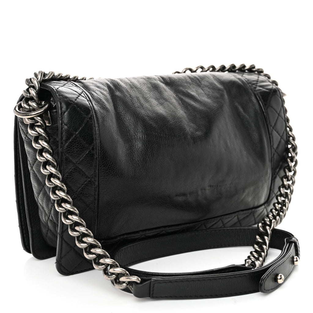 Calfskin New Medium Boy Reverso Flap Black