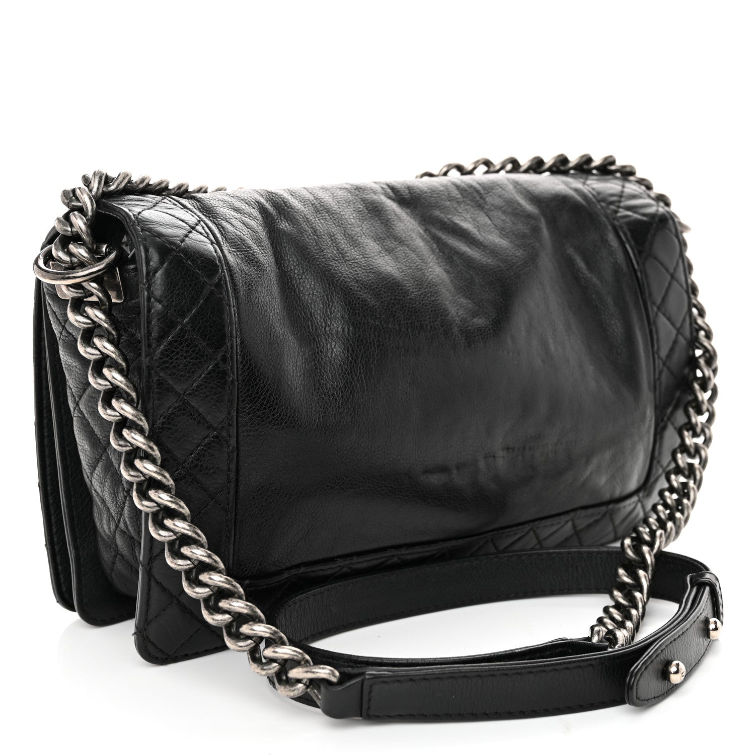 Calfskin New Medium Boy Reverso Flap Black