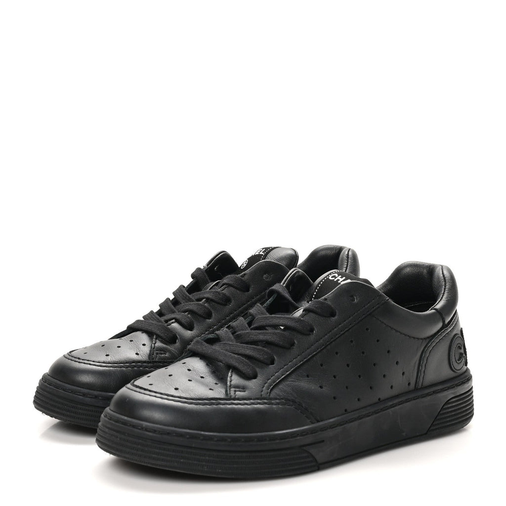 Calfskin CC Womens Sneakers 37.5 Black