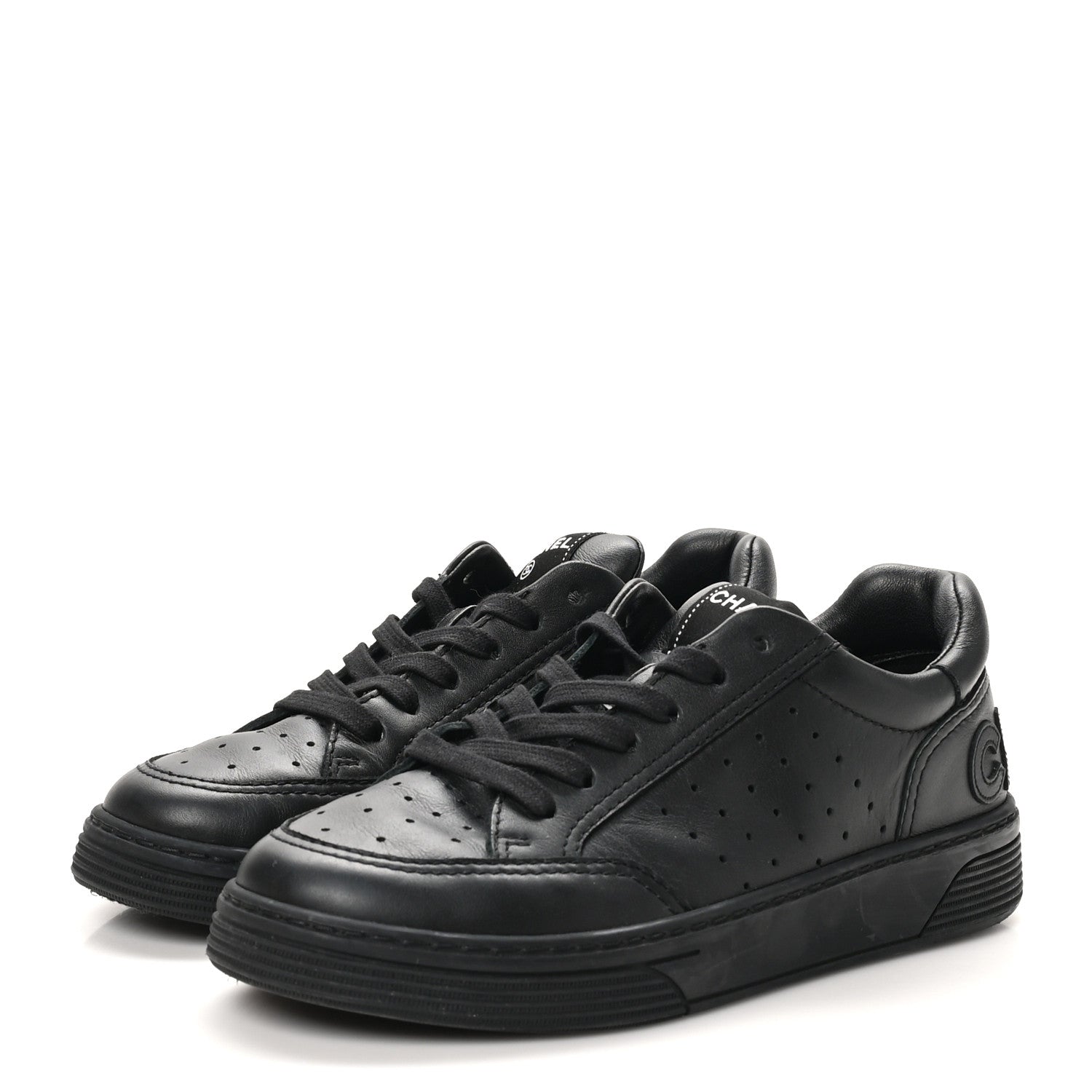Calfskin CC Womens Sneakers 37.5 Black