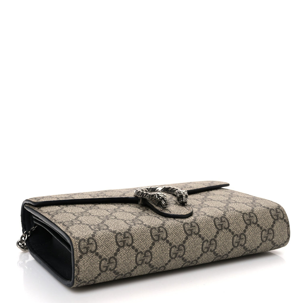 GG Supreme Monogram Mini Dionysus Chain Wallet Beige Black