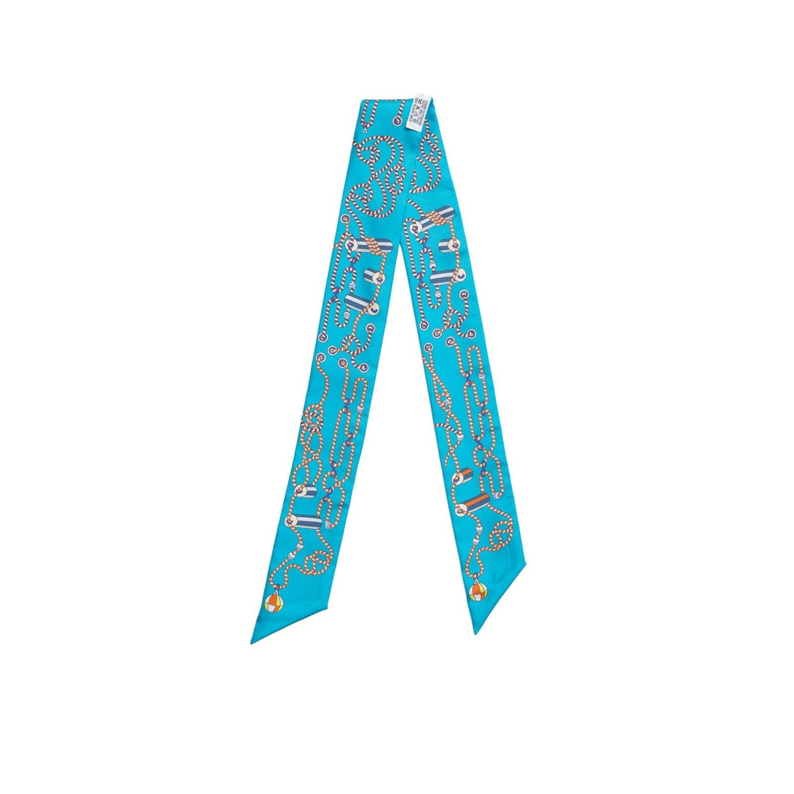 Hermès Twilly Cordages Turquoise/Orange/Blanc