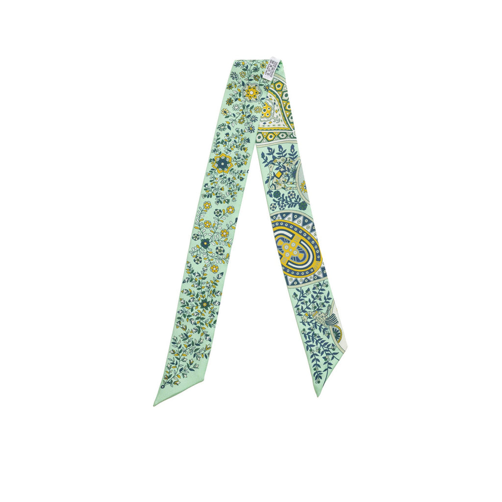 Hermès Twilly Silk L'Arbre De Vie Vert/Jaune/Blue