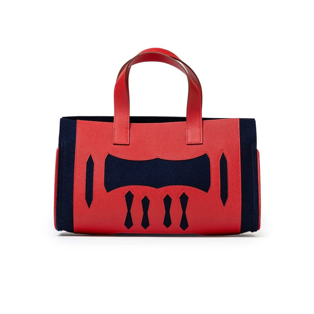 Hermès Petit H Decoupe Basse PM Skeleton Tote Rouge/Navy Epsom/Felt