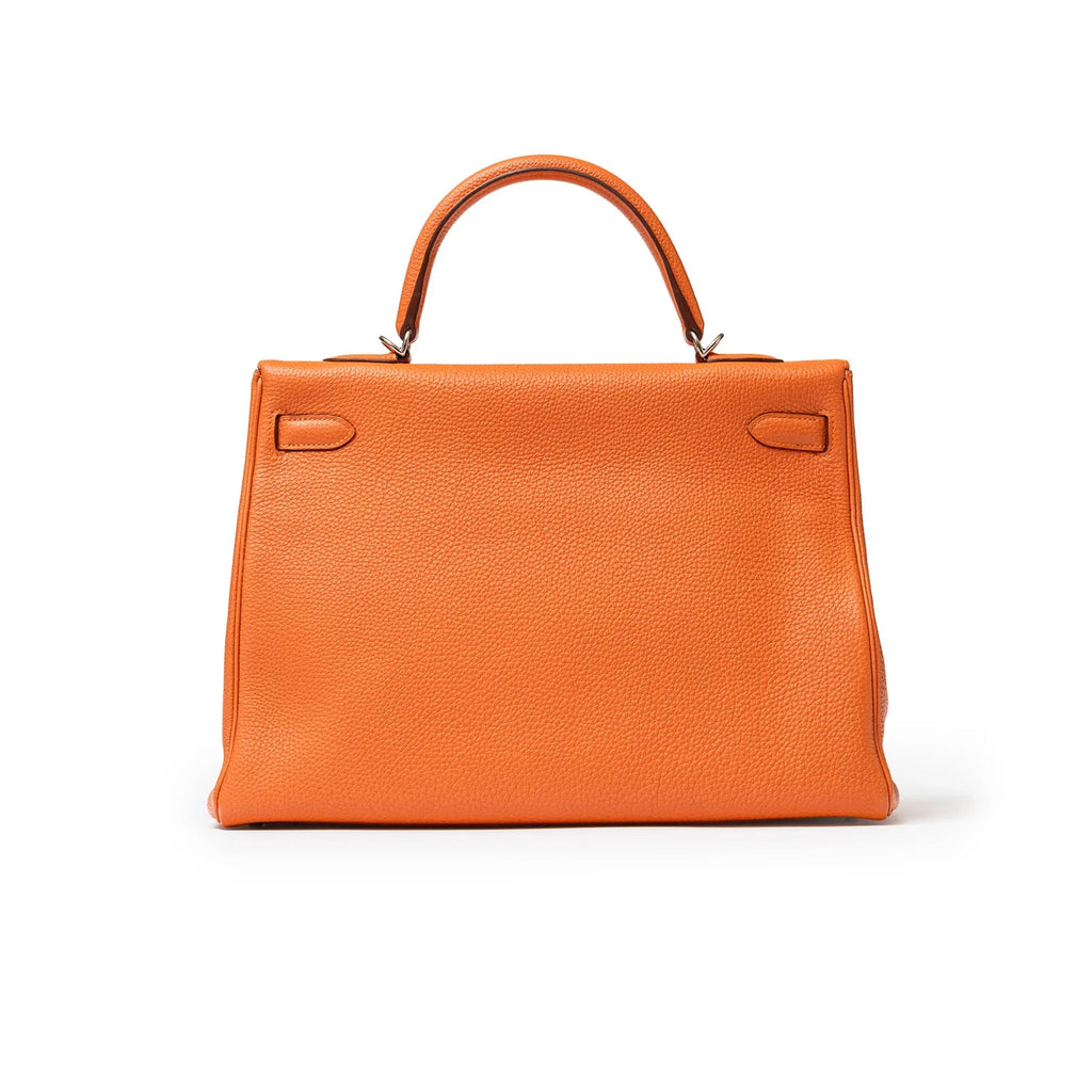Hermès Kelly 35 Orange Togo Palladium Hardware