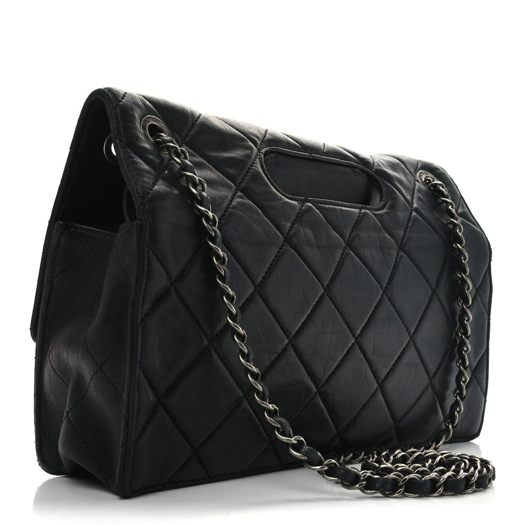 Washed Lambskin Jumbo Take Away Flap Black